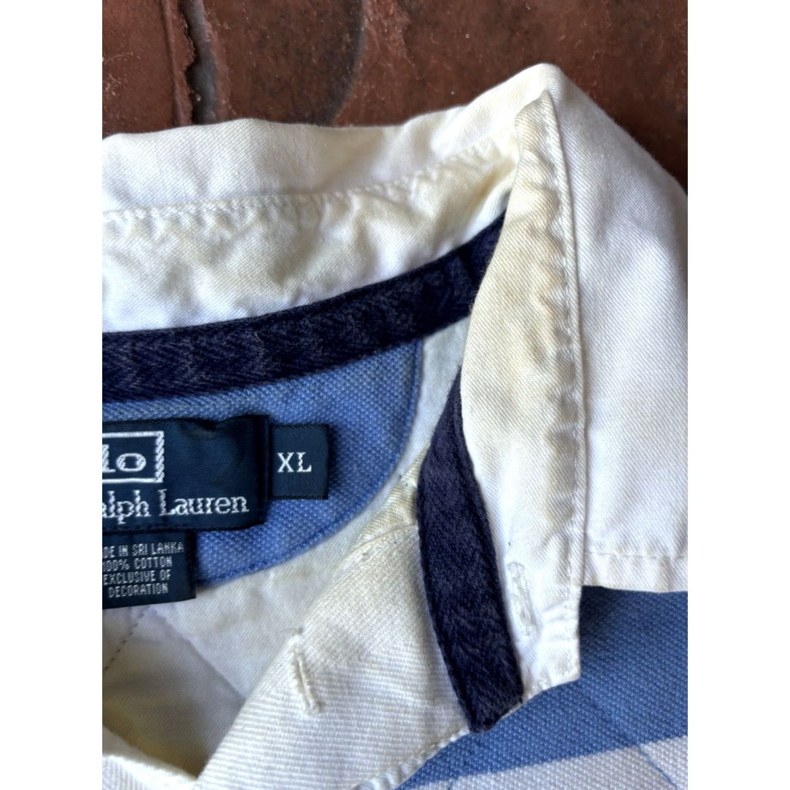 Ralph Lauren VINTAGE Polo Ralph Lauren Striped Rugby Polo Shirt XL Mens Large Big Pony 90s 100% Cotton Button Size US XL / EU 56 / 4 - 4 Thumbnail