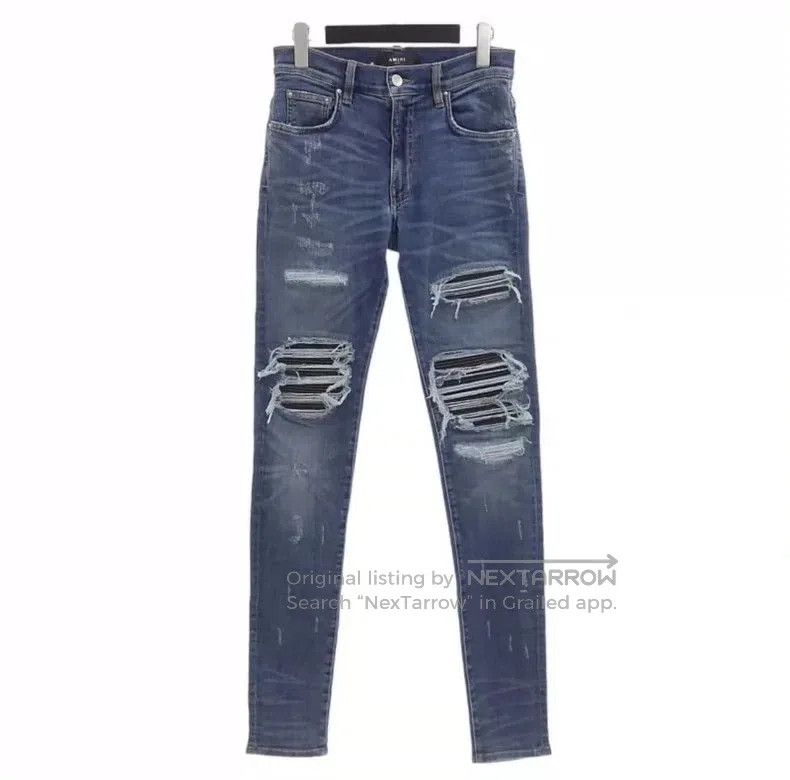 Amiri Amiri 16AW MX1 Blue Leather Patch Jeans. Size US 30 / EU 46 - 9 Thumbnail