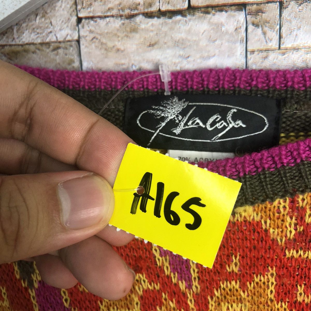 Vintage Laso Red art stripe vintage colourfull Knitwear #A165 Size M / US 6-8 / IT 42-44 - 10 Thumbnail