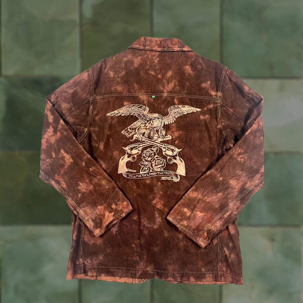 Vintage Triko Jacket Mens XL Brown Corduroy Western Military Embroidered Back Eagle Size US XL / EU 56 / 4 - 1 Thumbnail