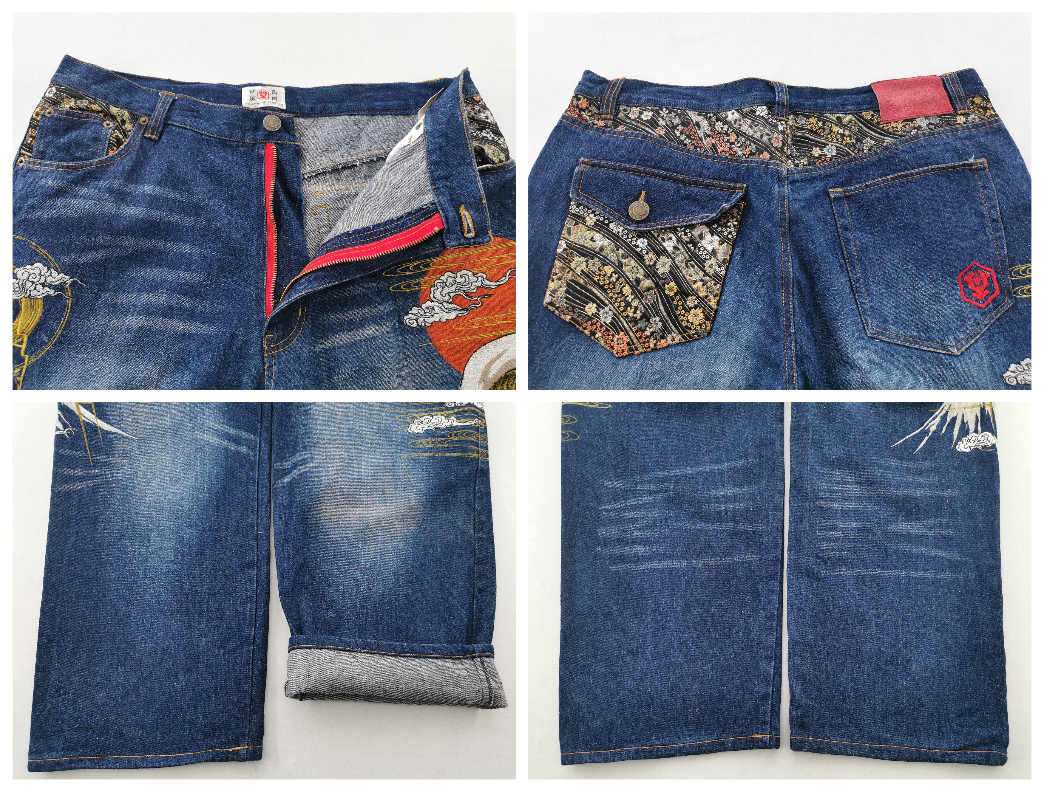 Japanese Brand × Vintage Vintage Menis Nagaya Japanese Fujin & Raijin Design Size US 32 / EU 48 - 9 Thumbnail