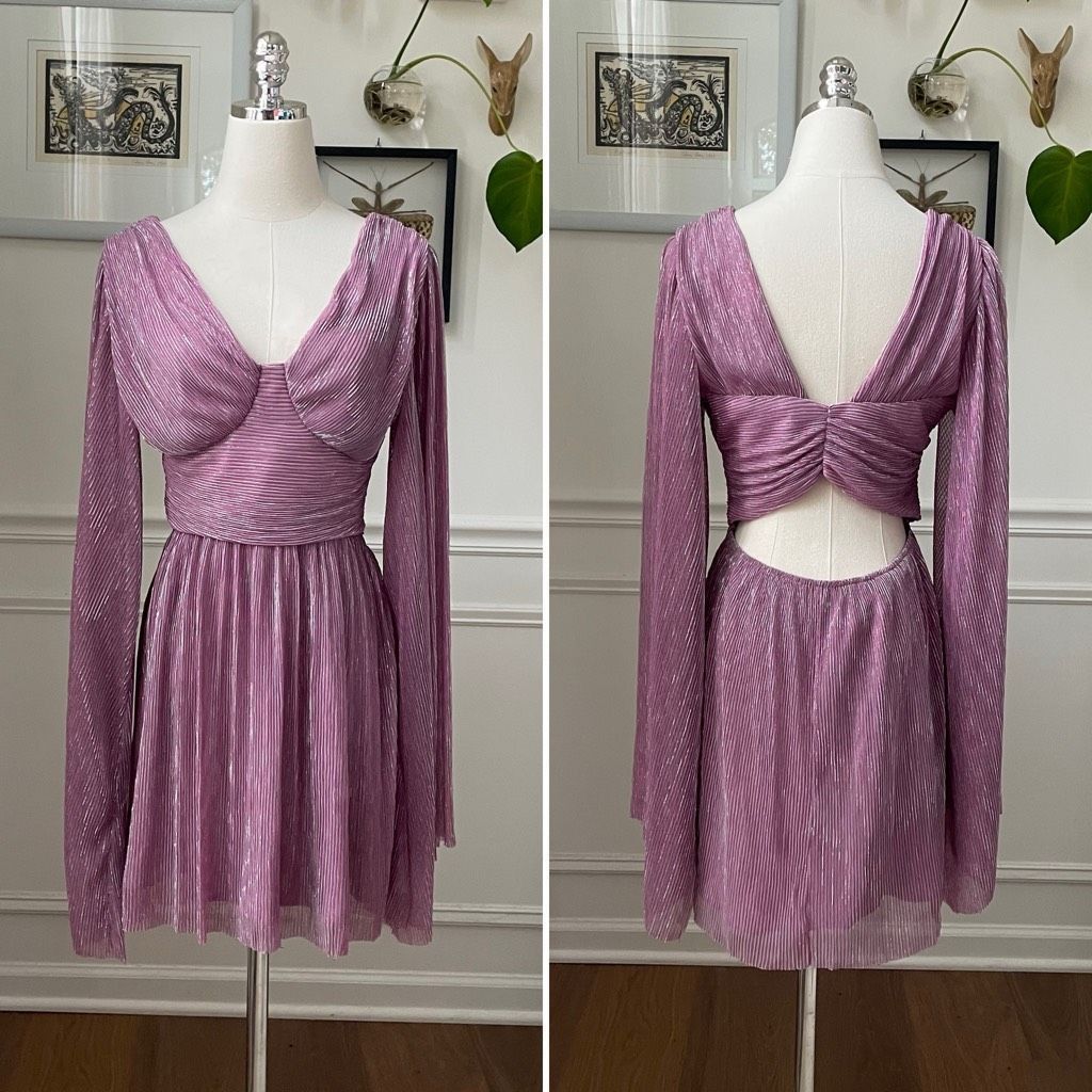 Other Amy Enjoy Life Mauve Pink Metallic Stripe Bell Sleeve Mini D Size XS / US 0-2 / IT 36-38 - 1 Thumbnail
