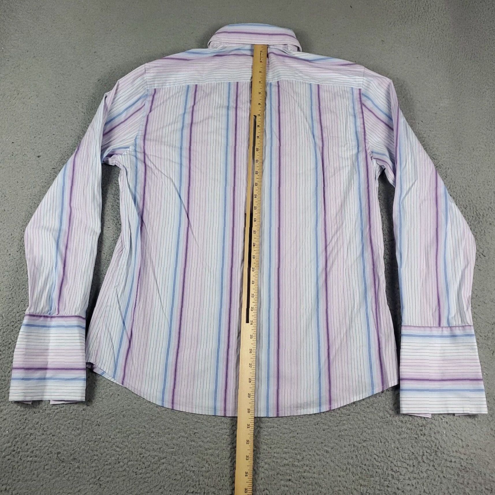 Theory Theory Shirt Mens Size Large Purple Blue Striped Button Up Long Sleeve Size US L / EU 52-54 / 3 - 3 Thumbnail
