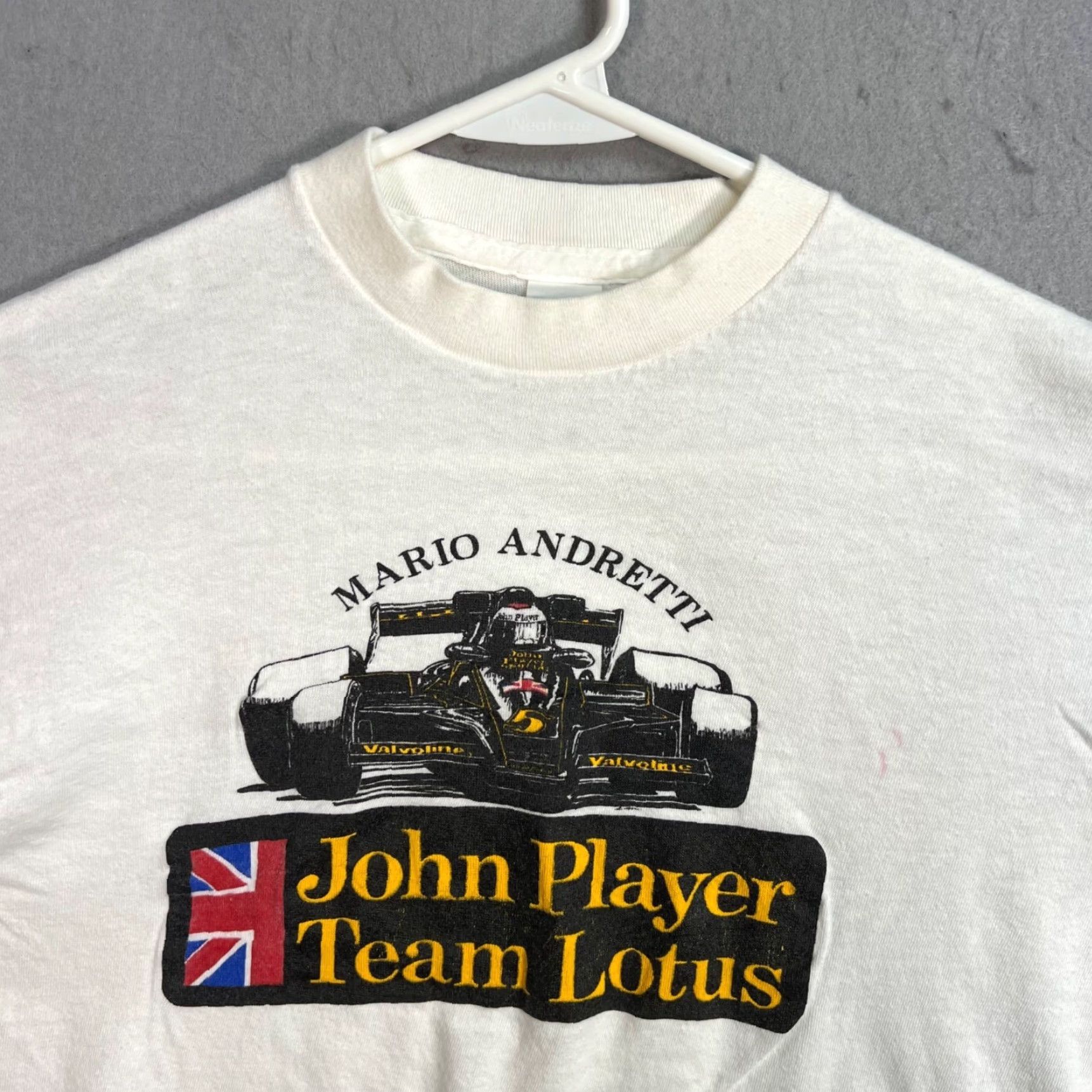 Vintage VINTAGE 70s Mario Andretti John Player Lotus White T-Shirt Men Medium Retro Motorsport Size US M / EU 48-50 / 2 - 5 Thumbnail