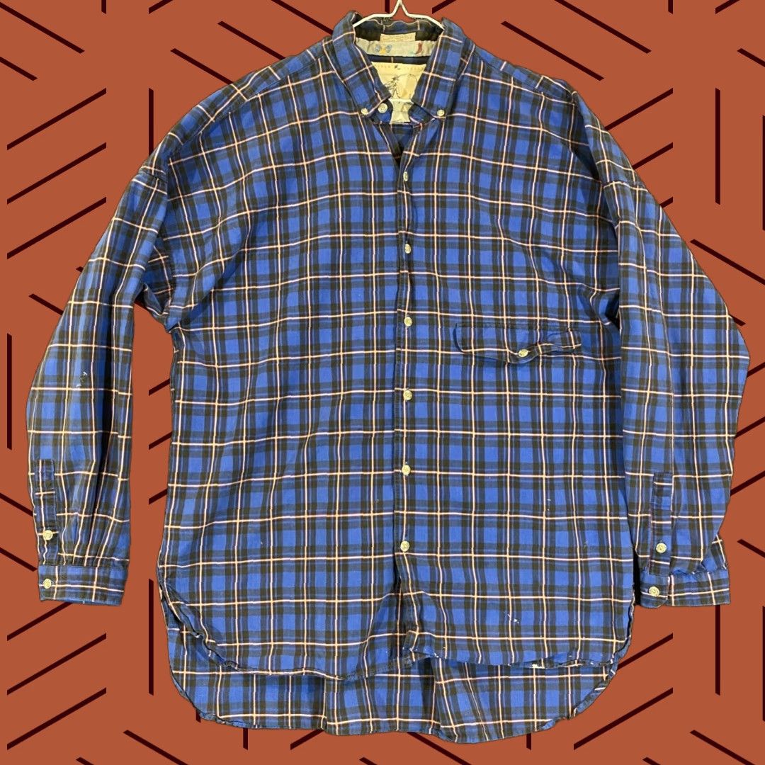 Vintage World Island Shirt Men Large Blue Black Plaid Button-Down Pocket Western Fishing Shirt Size US L / EU 52-54 / 3 - 1 Thumbnail