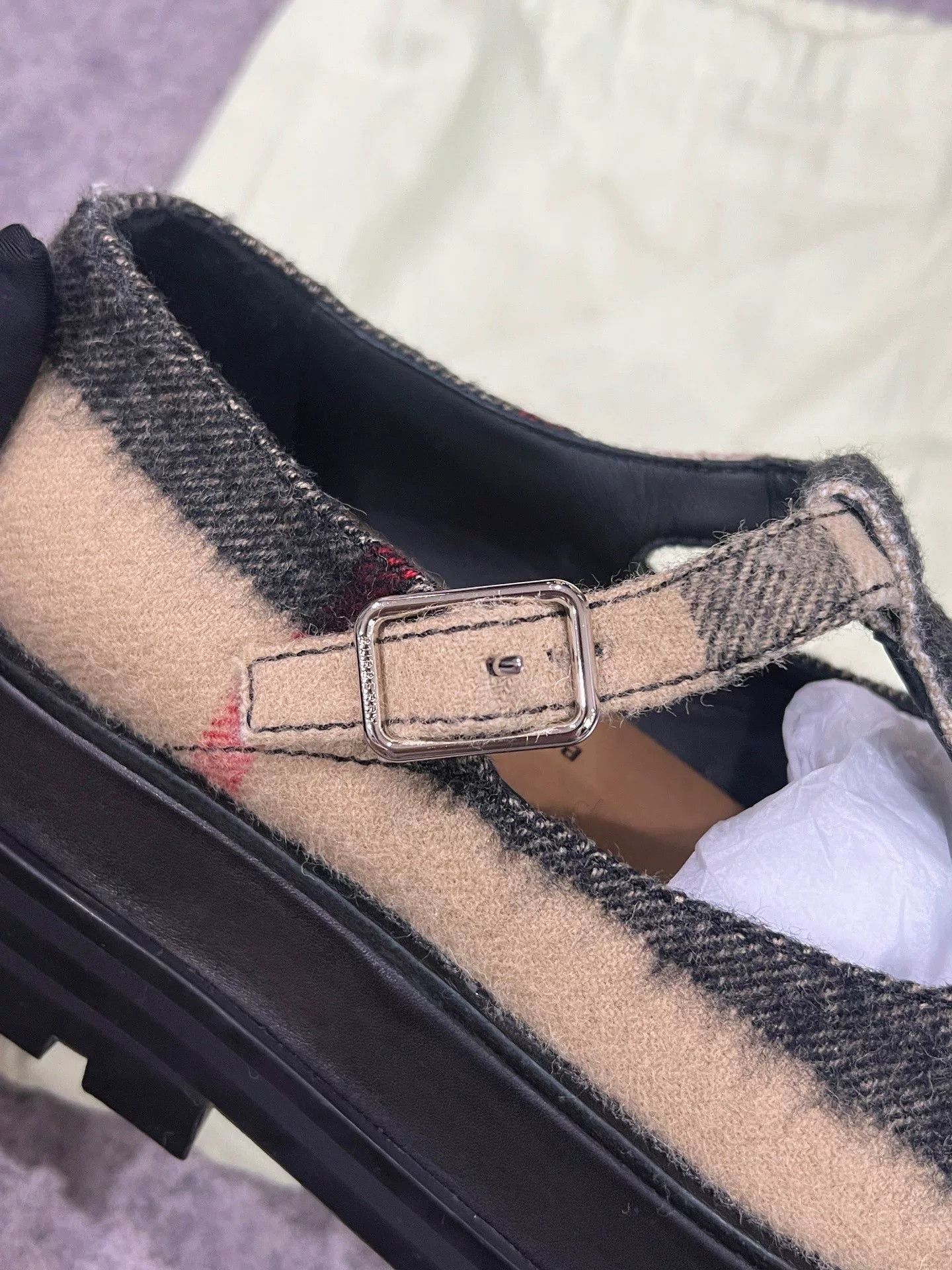 Burberry Burberry Wool Plaid Cutout Platform Shoes Size US 32 / EU 48 - 3 Thumbnail