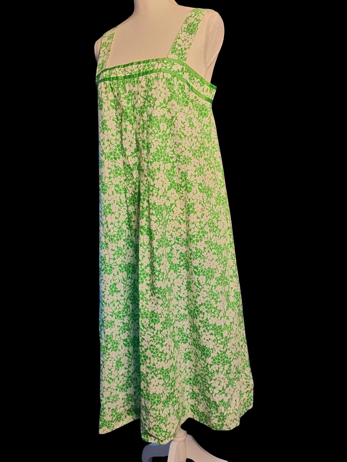 Other SunTanner Green and White Floral Women's Sundress Size XL / US 12-14 / IT 48-50 - 5 Thumbnail