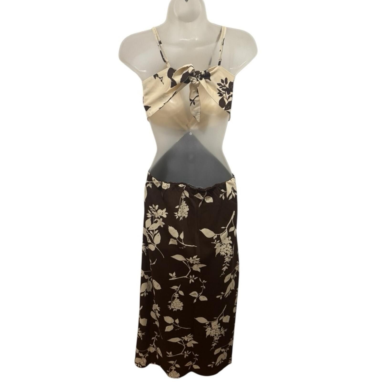Abercrombie & Fitch A+F Slip Cutout Floral Cutout Midi Medium Boho Summer NWT Size M / US 6-8 / IT 42-44 - 3 Thumbnail
