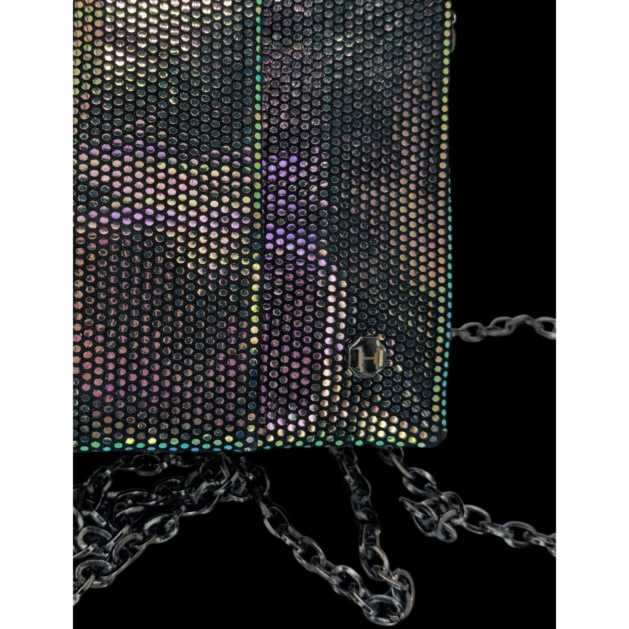 Halston Heritage Halston Heritage Purple Iridescent Clutch Bag With 24" Chain Size ONE SIZE - 6 Thumbnail