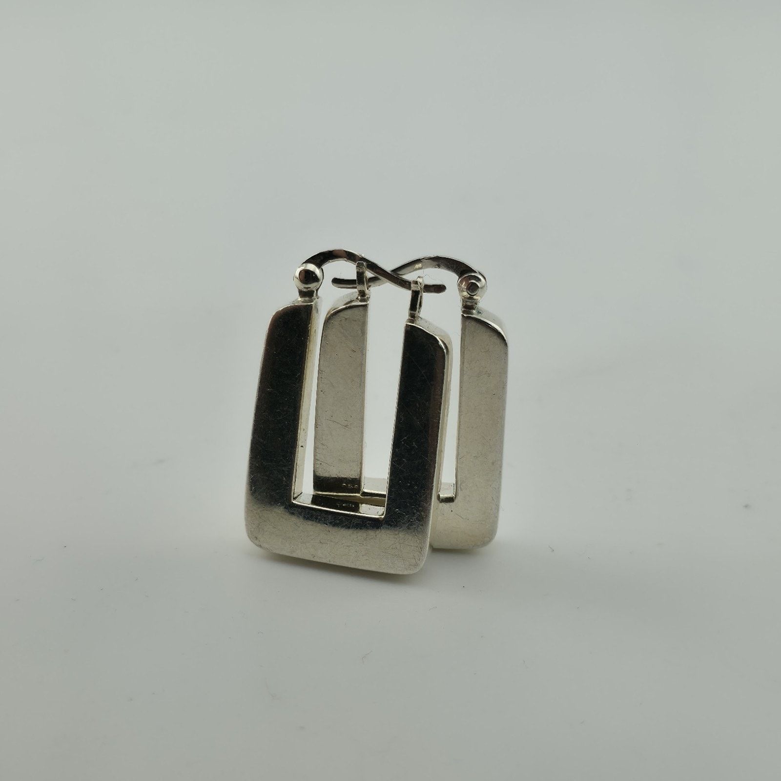 Other Sterling Silver Rectangle Hoop Earrings Minimalist Geometric Size ONE SIZE - 8 Thumbnail