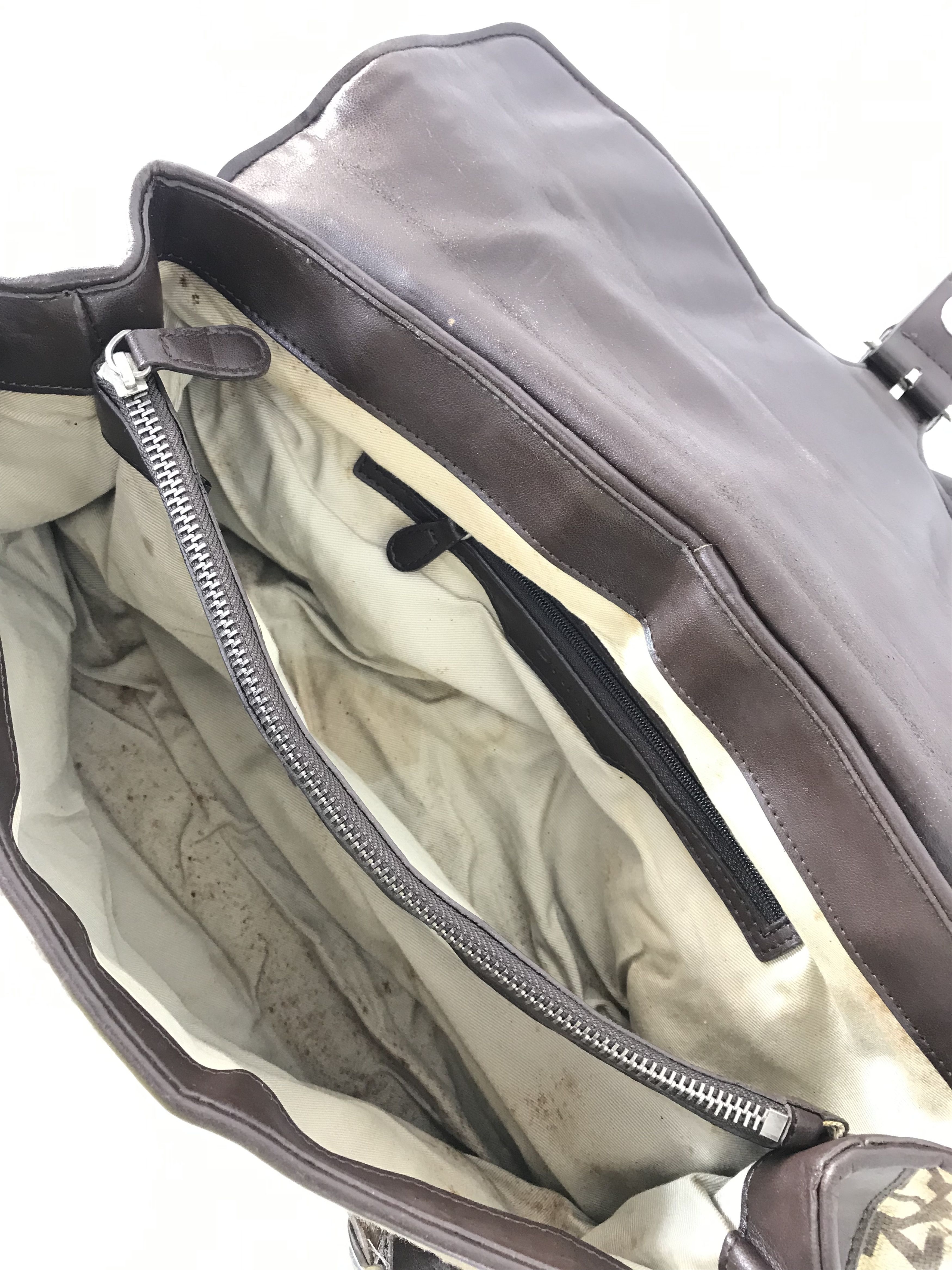 DKNY 90s DKNY Chocolate Brown Taupe Jacquard Hand Bag Size ONE SIZE - 4 Thumbnail