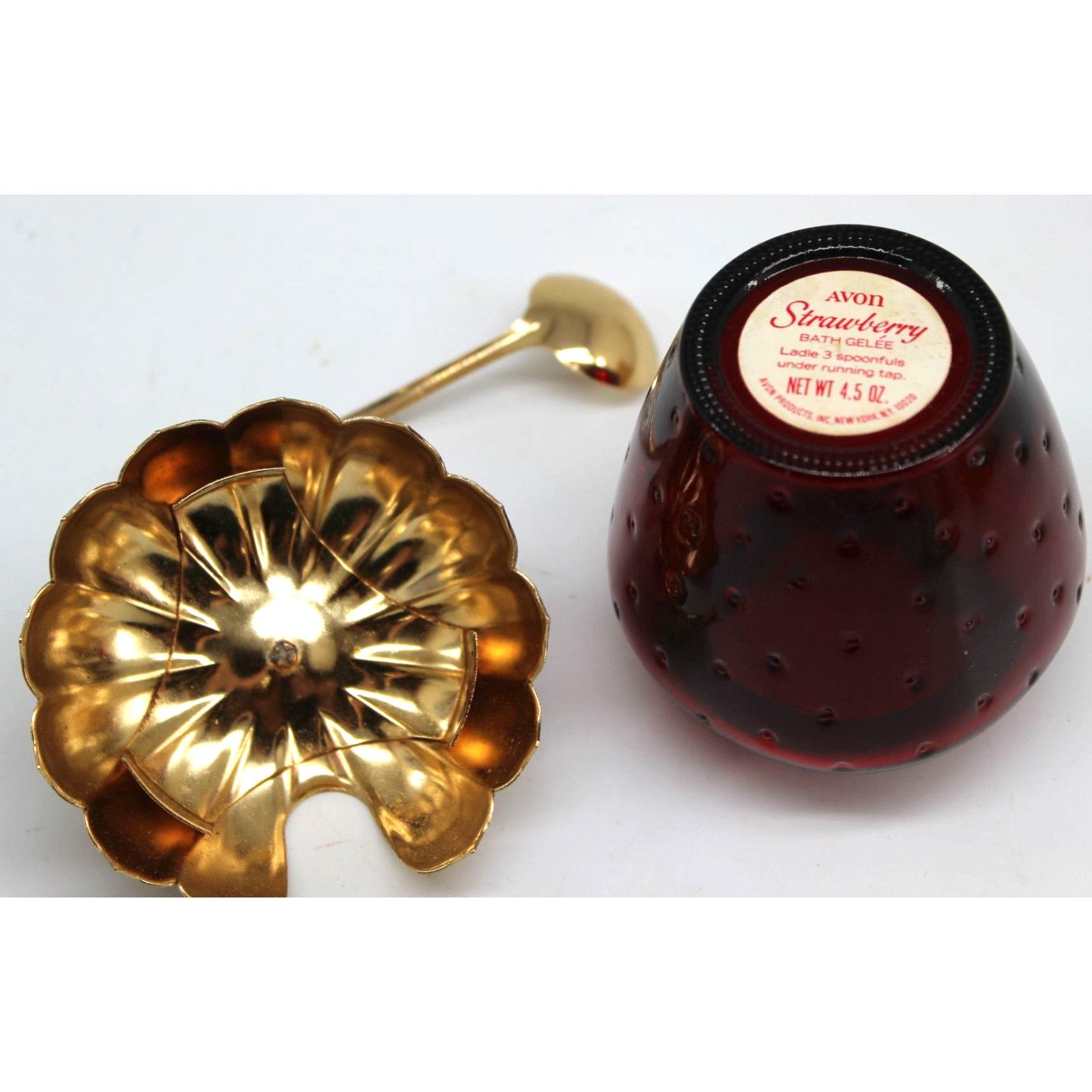 Other Avon Strawberry Gelee Glass Serving Jar Spoon Gold Tone Size ONE SIZE - 3 Thumbnail