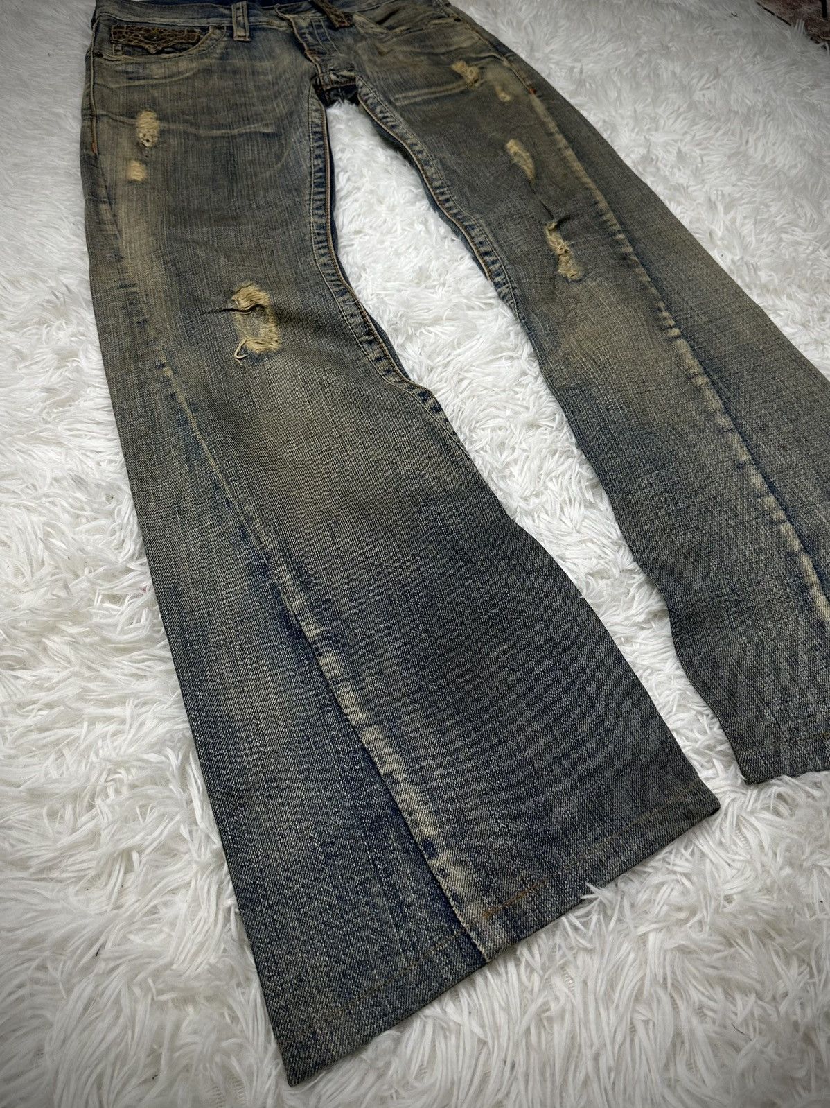 Japanese Brand rare 2000s SEMANTIC DESIGN python snake skin flare jeans Size US 31 - 3 Thumbnail