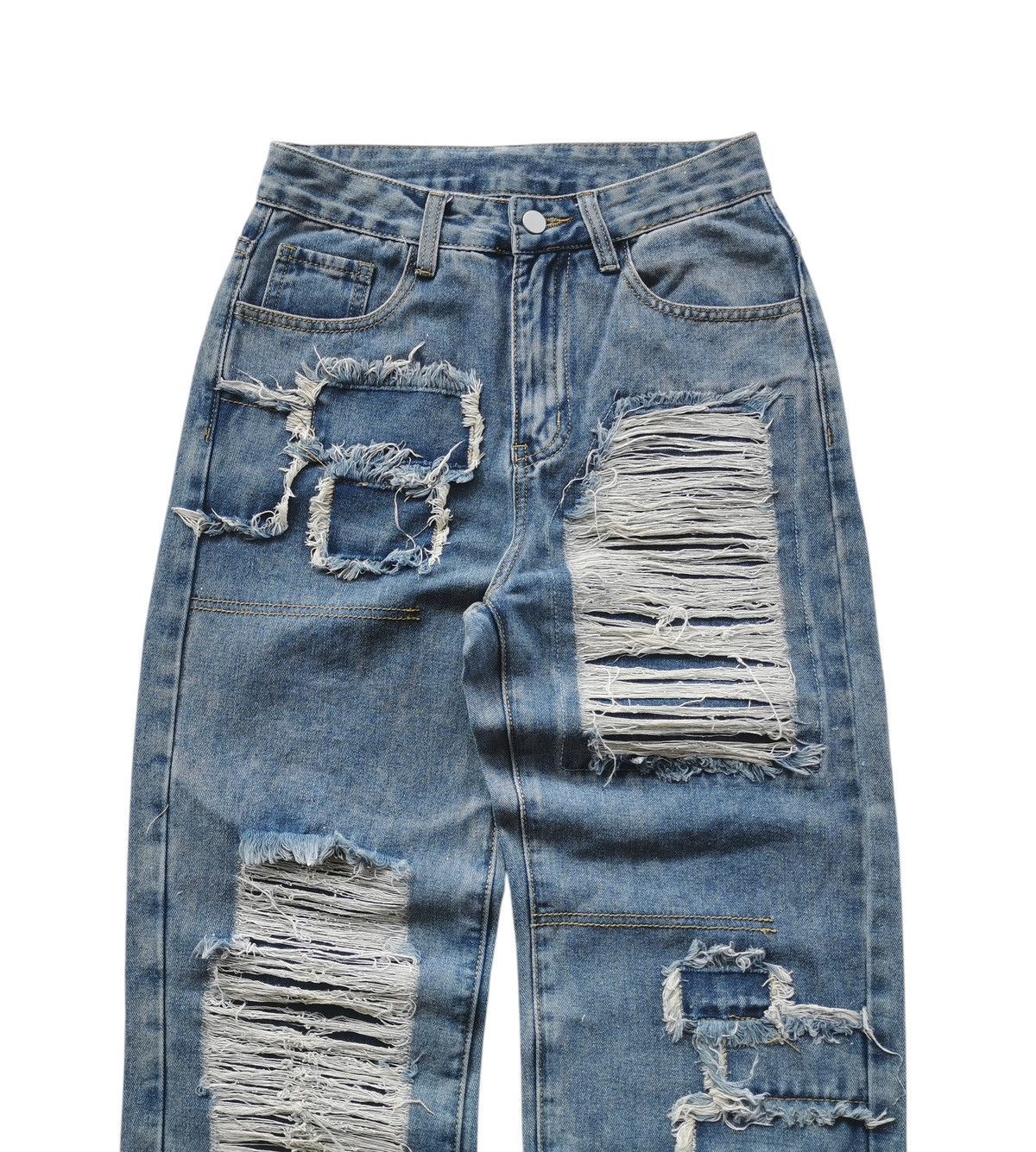 Kapital ROMWE Y2K Distressed Patchwork Shredded Jeans Cyber Grunge Size 27" / US 4 / IT 40 - 2 Thumbnail