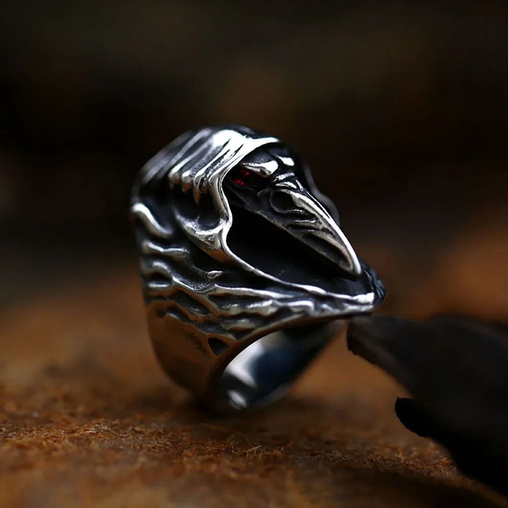 Vintage Crow Skull Ring Size ONE SIZE - 5 Thumbnail
