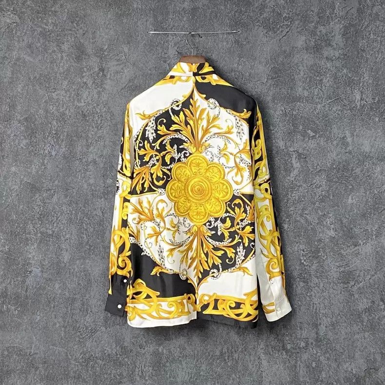 Versace Versace Classic mulberry silk baroque print shirt Size US L / EU 52-54 / 3 - 5 Thumbnail