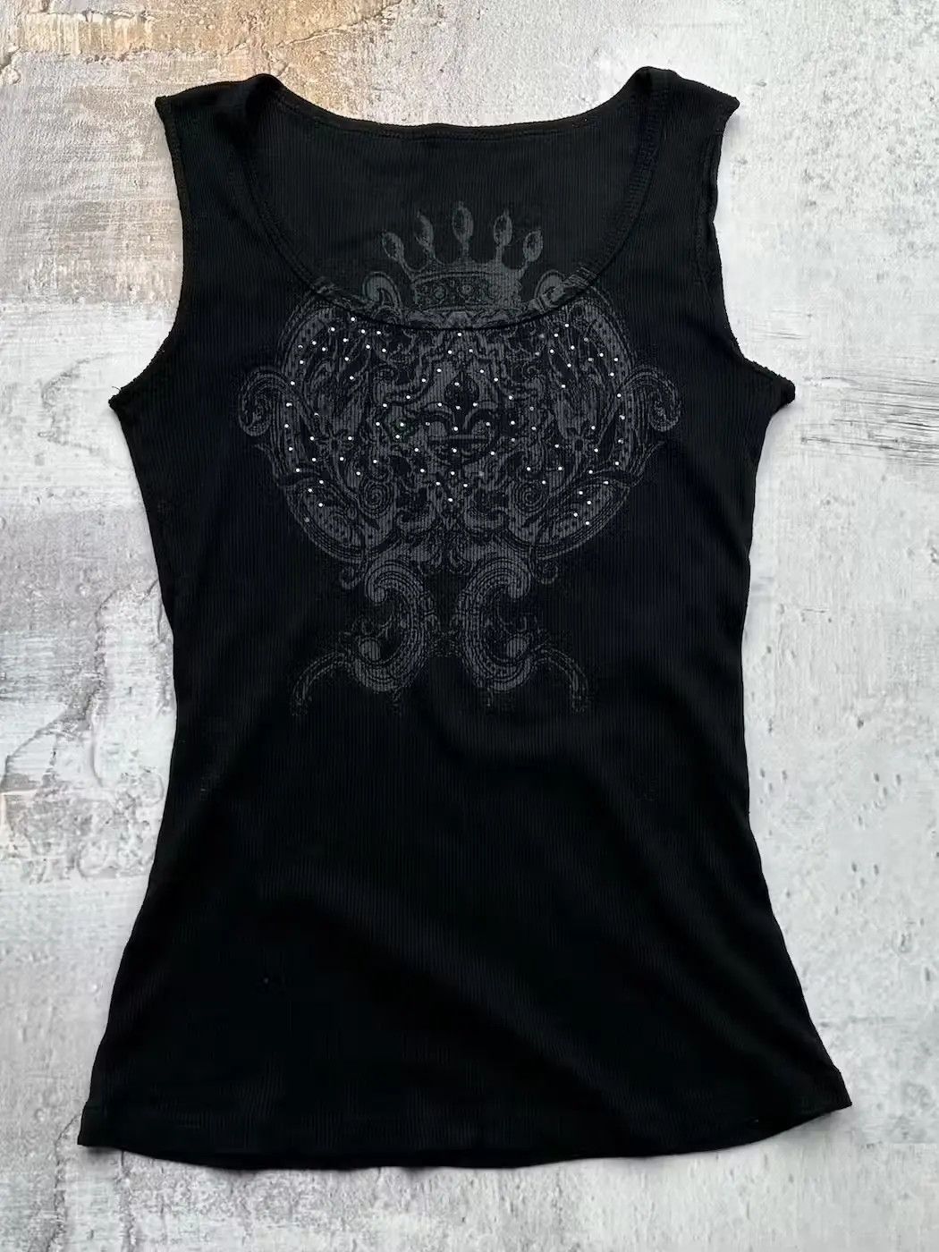 image of Avant Garde x Vintage Printed Tank Top in Black, Women's (Size Small)