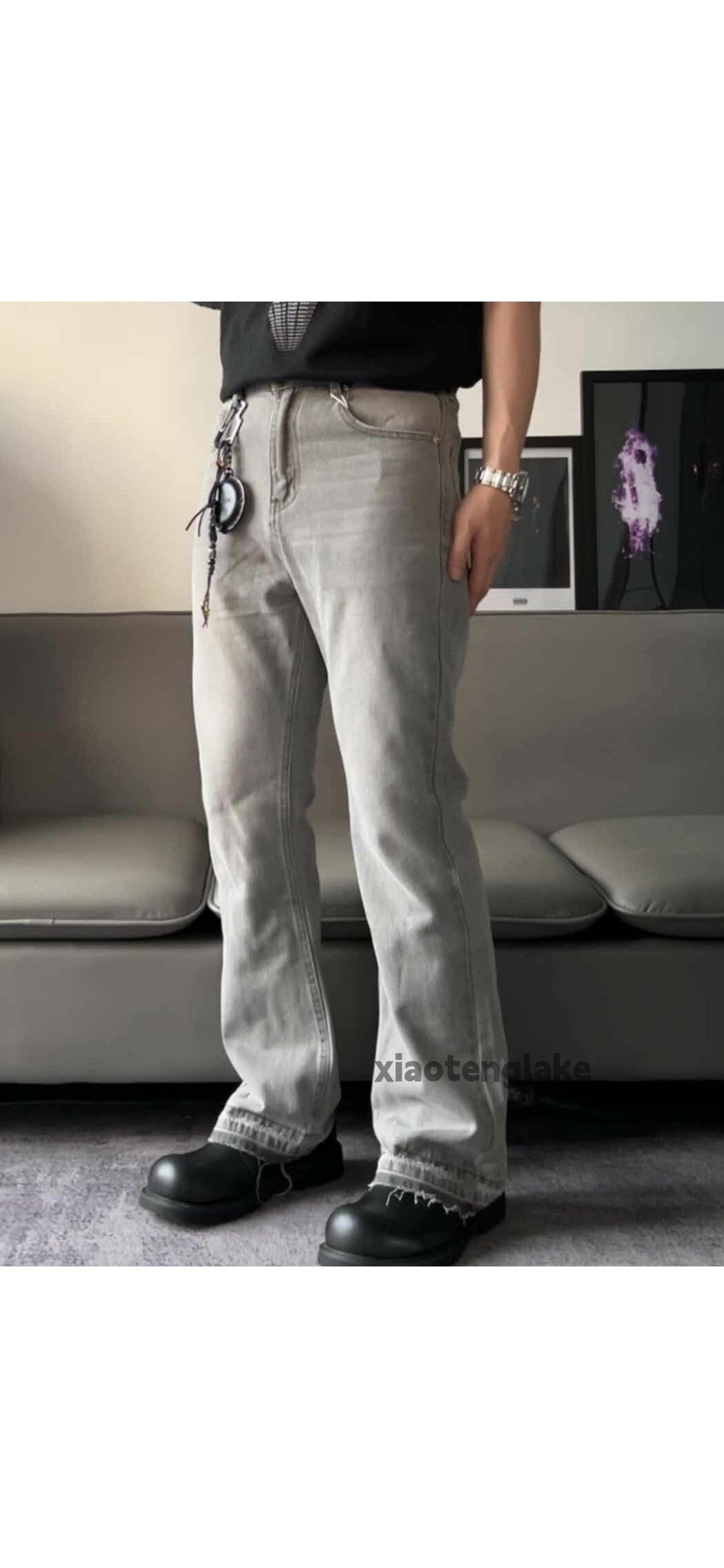 washed faded damaged yuppie punk flared jeans