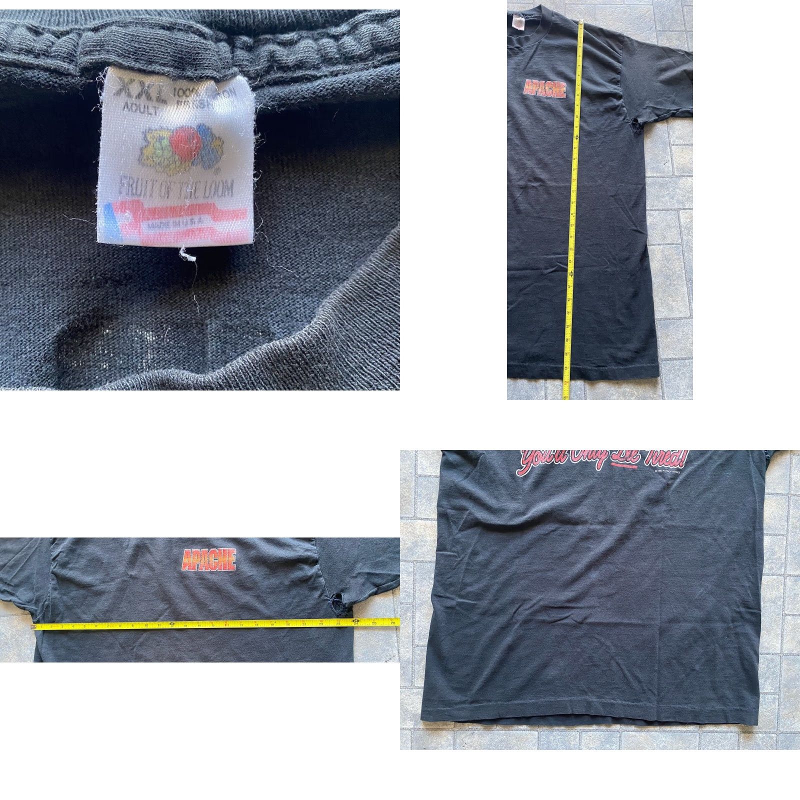Fruit Of The Loom VINTAGE Fruit Of The Loom Single Stitch T Shirt 1992 Apache Helicopter AH-64 Mens 2XL Black 90s Military Shortsleeve Size US XXL / EU 58 / 5 - 9 Thumbnail