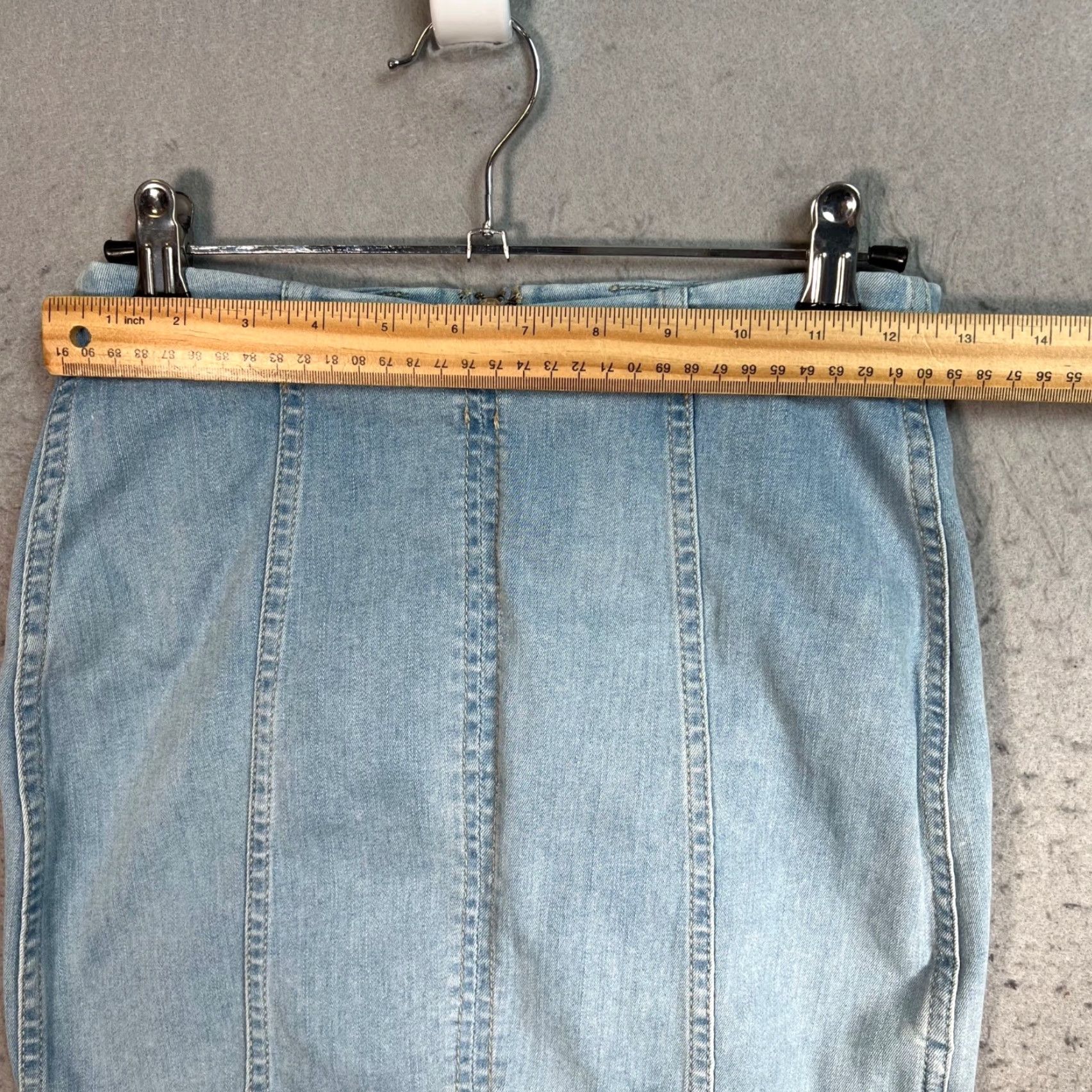 Free People Free People Womens 2 Denim Mini Skirt Light Wash High Waisted Panel Stitching Size 26" / US 2 / IT 38 - 5 Thumbnail