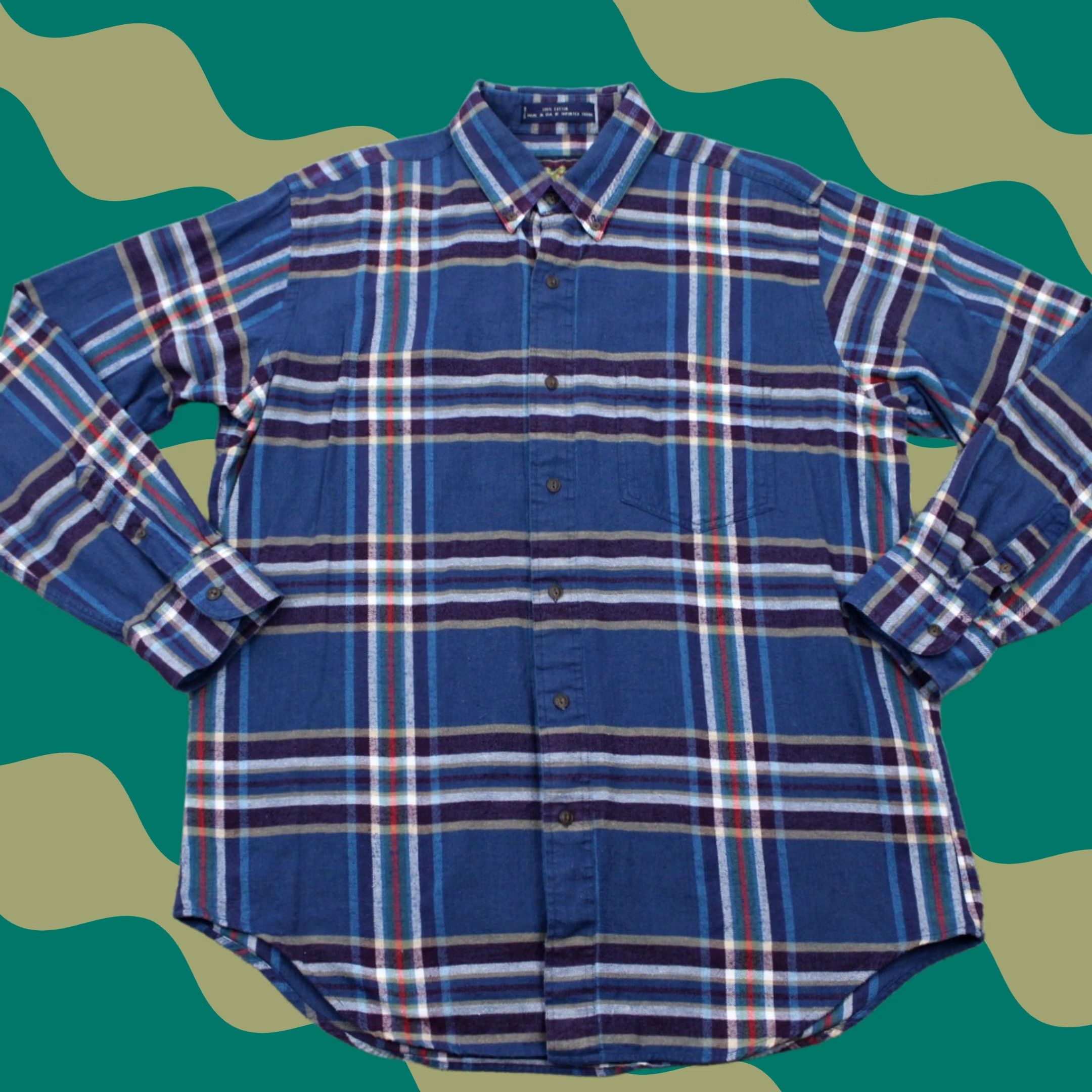 Ralph Lauren VINTAGE Ralph Lauren Chaps Shirt Mens Large Blue/Red 100% Cotton Long Sleeve Button Size US L / EU 52-54 / 3 - 1 Thumbnail
