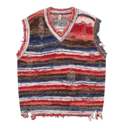 Aran Isles Knitwear Sleeveless Knitted Jumper Sweater Ripped Streetwear Pullover Size US M / EU 48-50 / 2 - 7 Thumbnail