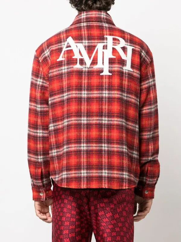 Amiri o1mle0426 Brushed Plaid Overshirt in Red Size US M / EU 48-50 / 2 - 4 Thumbnail