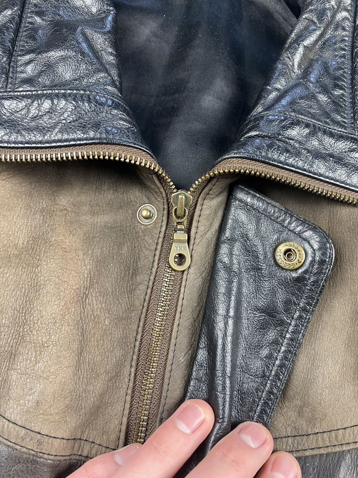 Genuine Leather Vintage Bomber Leather Jacket RIRI zip Avirex Schott 70-80s Size US M / EU 48-50 / 2 - 7 Thumbnail