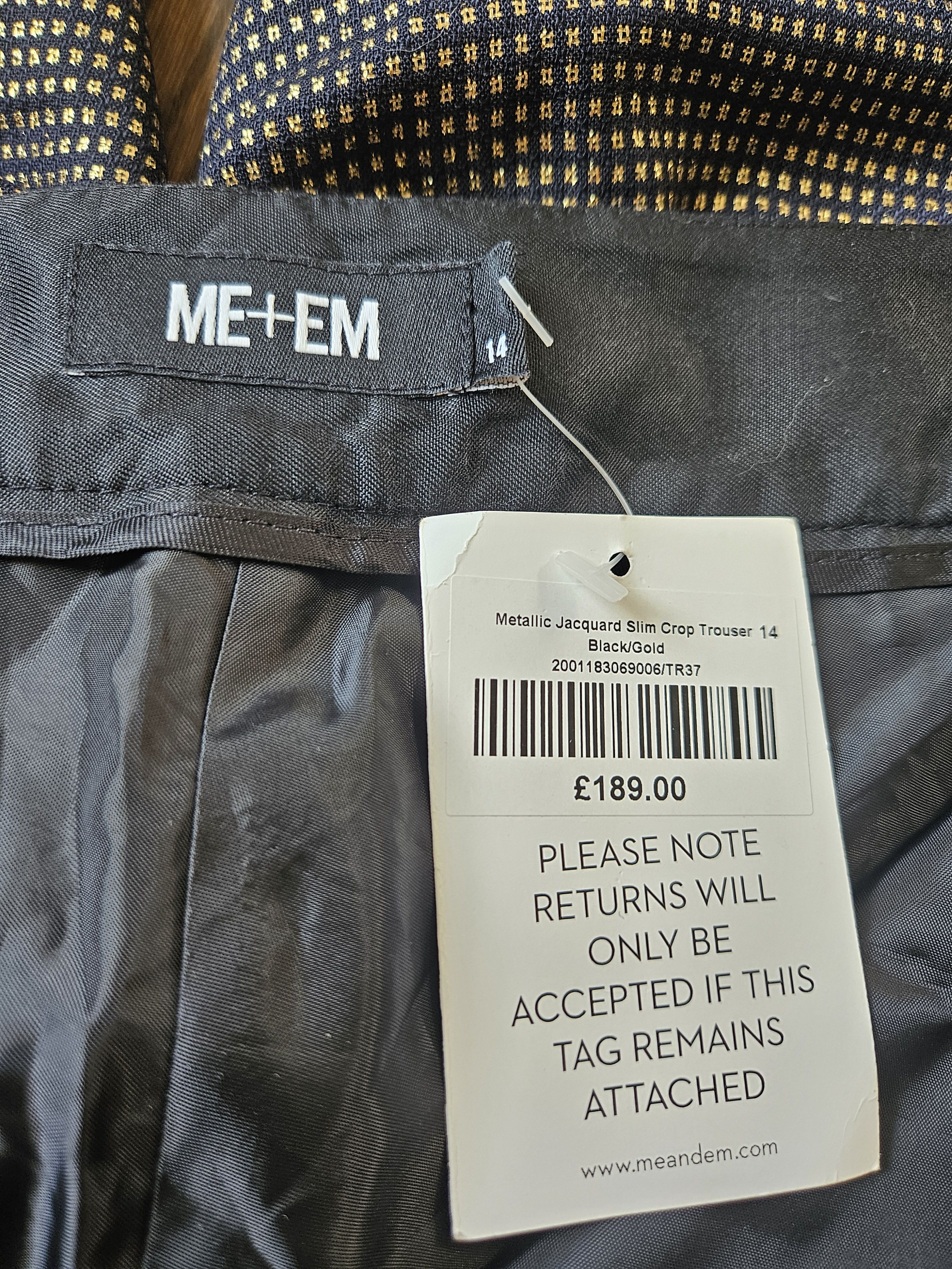 ME+EM ME+EM metallic black/gold tuxedo trouser NWT Size 32" / US 10 / IT 46 - 5 Thumbnail