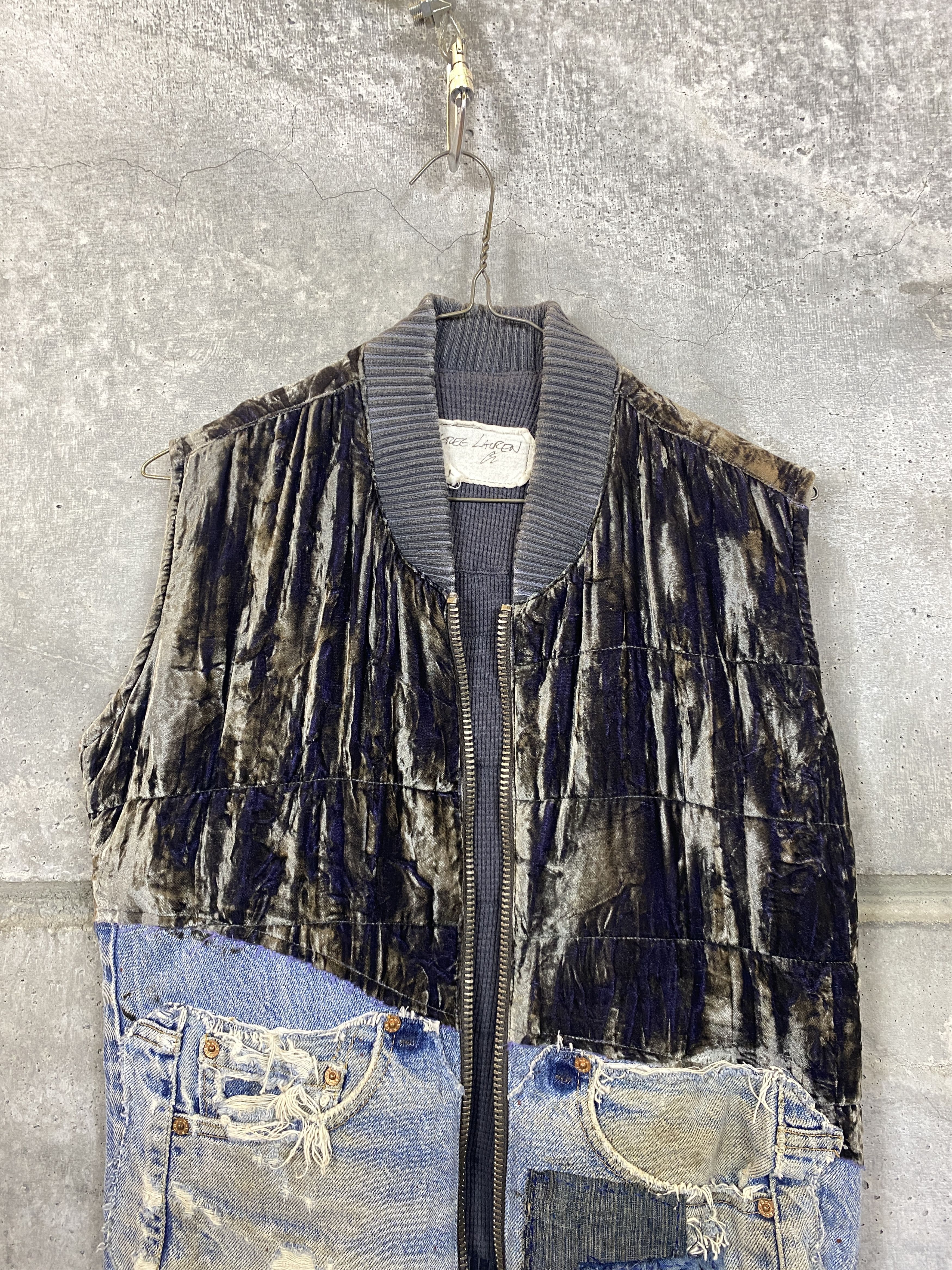 Greg Lauren Greg Lauren Sample Crushed Velvet Quilted Puffy Flight Vest Size US S / EU 44-46 / 1 - 3 Thumbnail