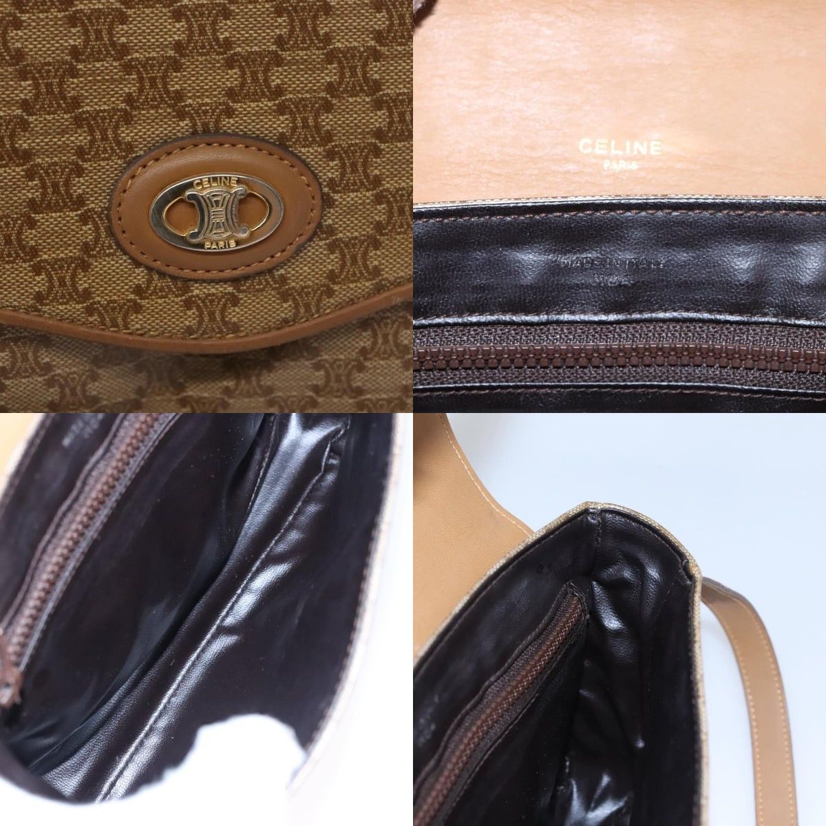 Celine CELINE Macadam Canvas Shoulder Bag Beige Gold Size ONE SIZE - 11 Thumbnail