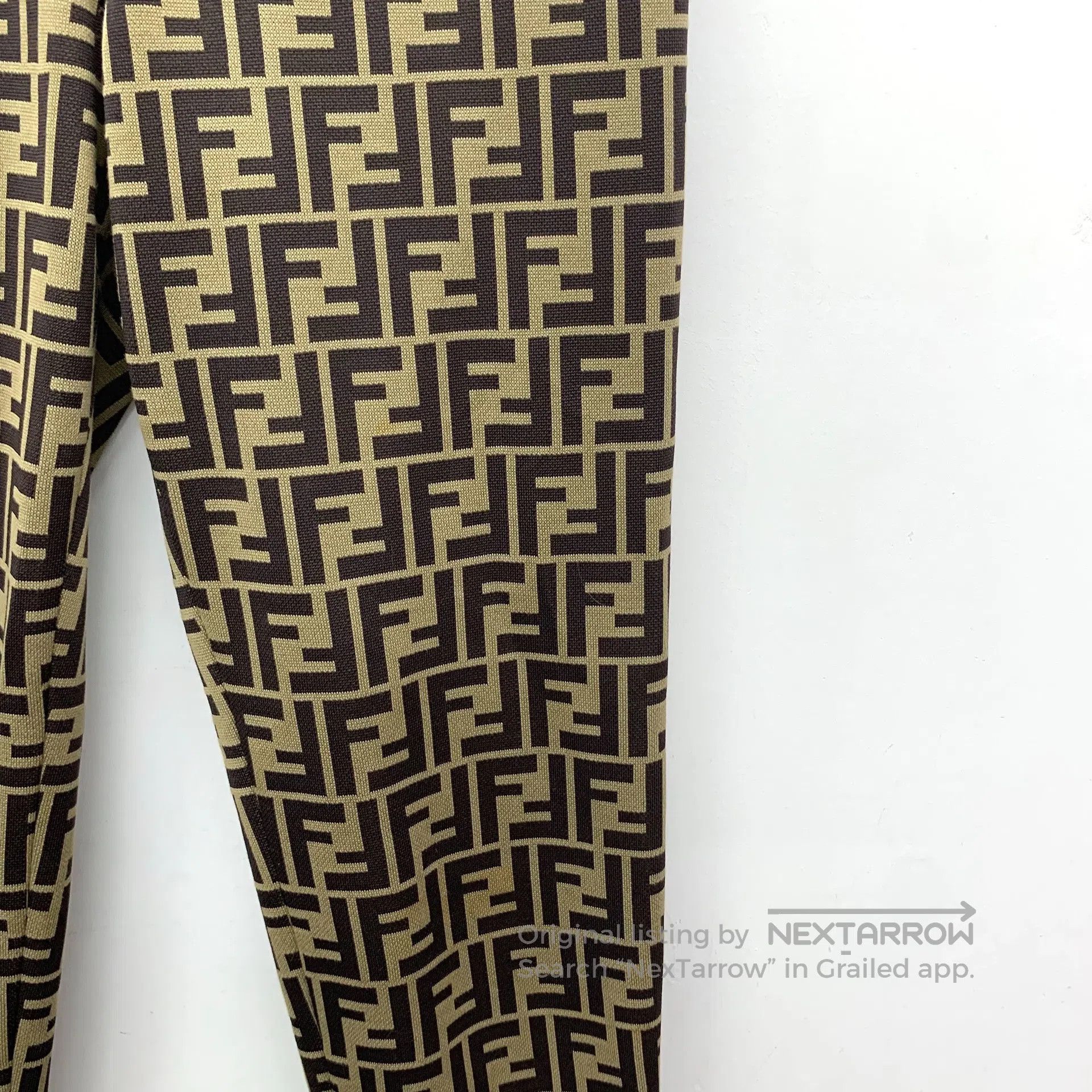 Fendi FENDI Dark Brown Double F Printed Cotton Casual Trousers| Size US 40 / EU 56 - 4 Thumbnail