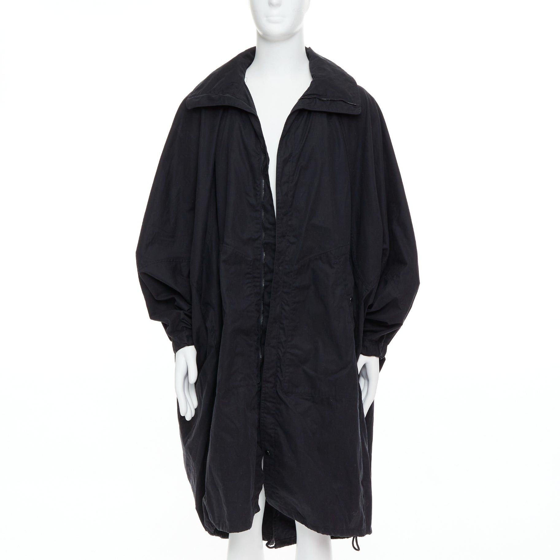 Lemaire CHRISTOPHE LEMAIRE black cotton hooded cocoon anorak coat Sz 3 L Size US L / EU 52-54 / 3 - 1 Thumbnail