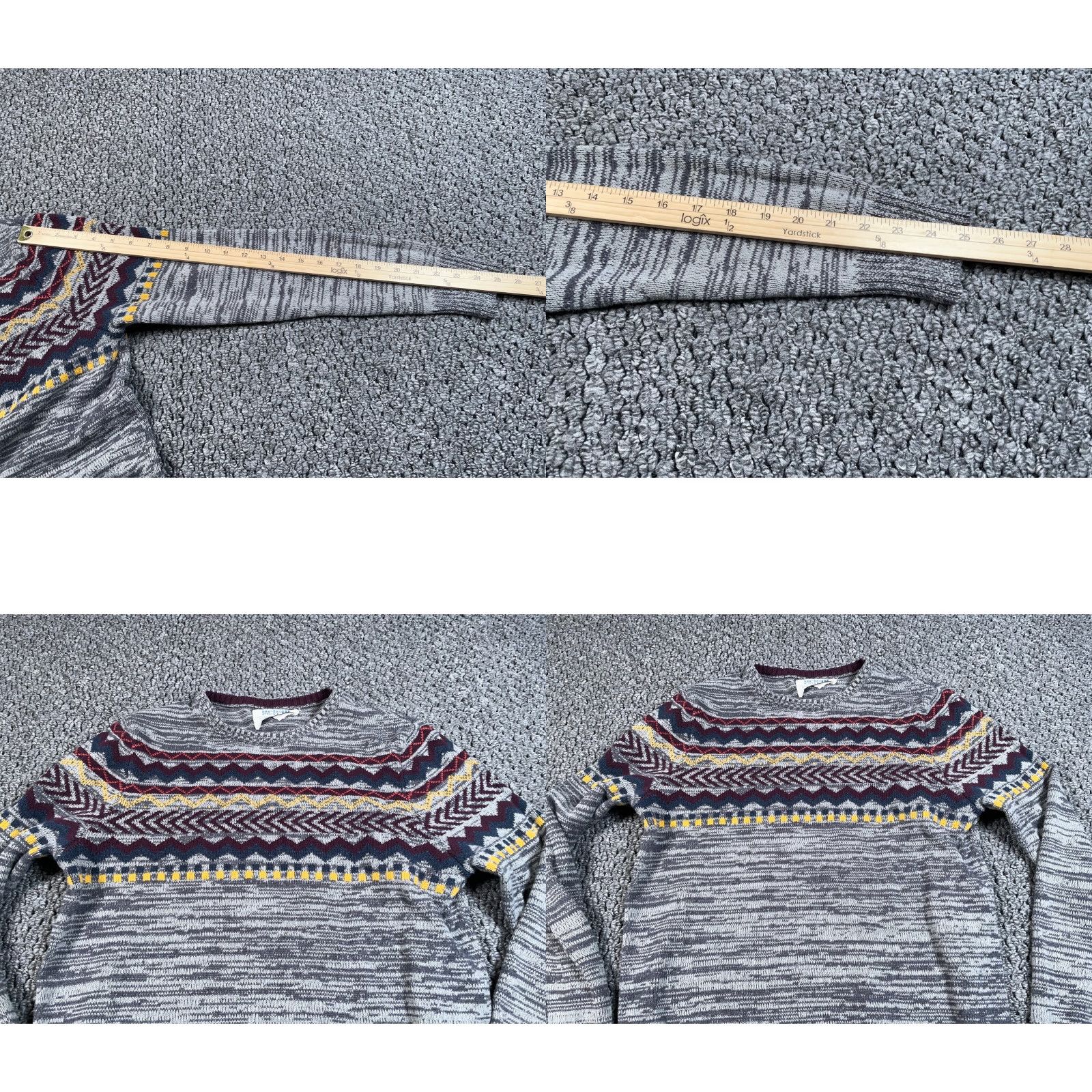 Vintage Urban Pipeline Sweater Adult Medium Gray Marled Fair Isle Pattern Cotton Knit Ski Size US M / EU 48-50 / 2 - 8 Thumbnail