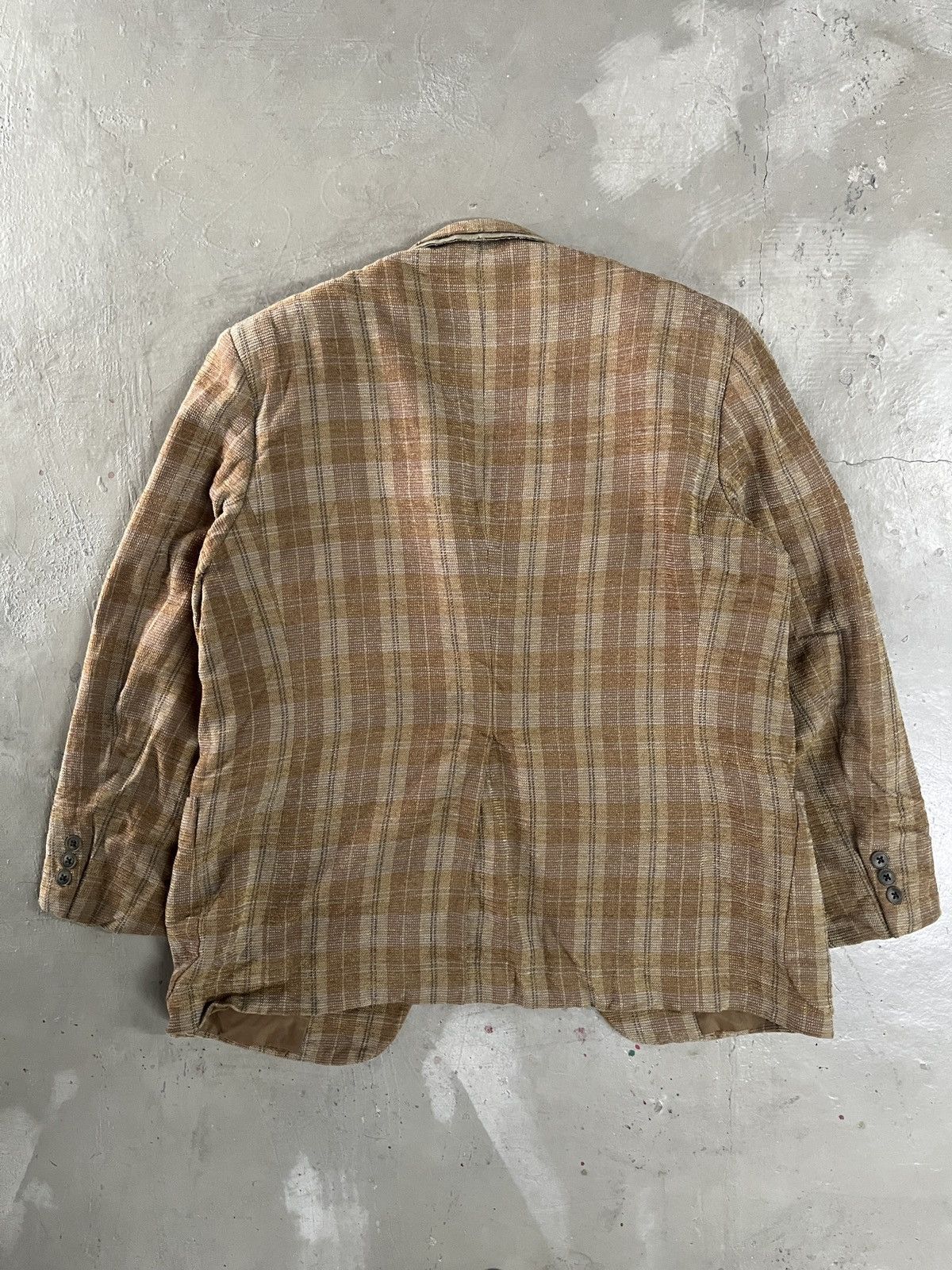 Balenciaga Vintage Balenciaga Houndstooth Linen Wool Blend Blazer Size 42L - 8 Thumbnail