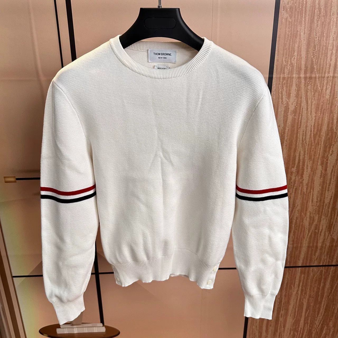 Thom Browne Thom Browne White Striped Knit Sweater 0 Size US XS / EU 42 / 0 - 1 Thumbnail