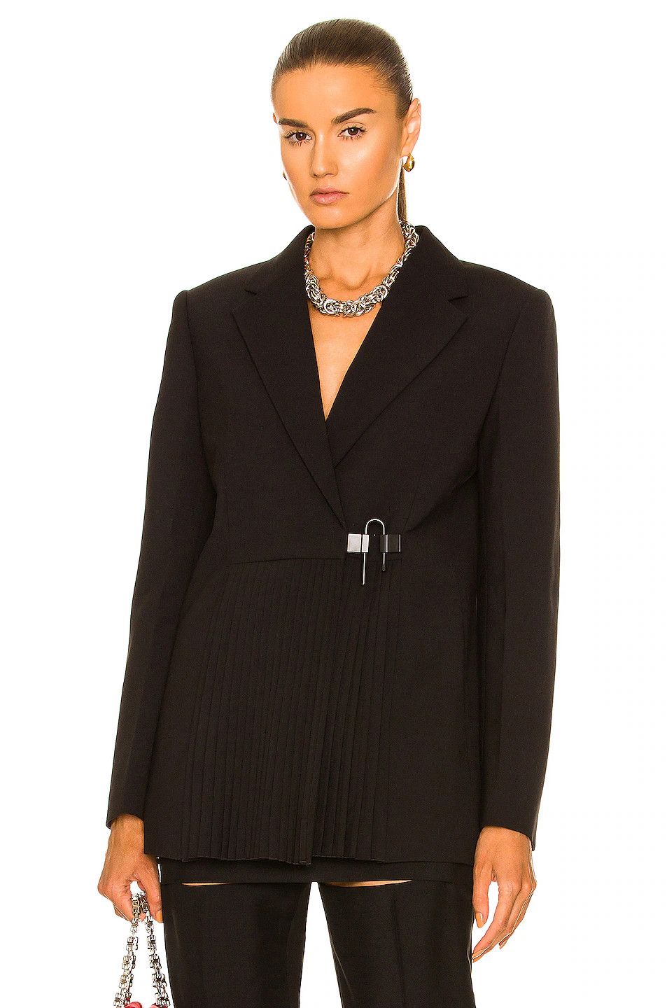 Givenchy o1w1db10325 U Lock Jacket With Pleats in Black Size XS / US 0-2 / IT 36-38 - 2 Thumbnail