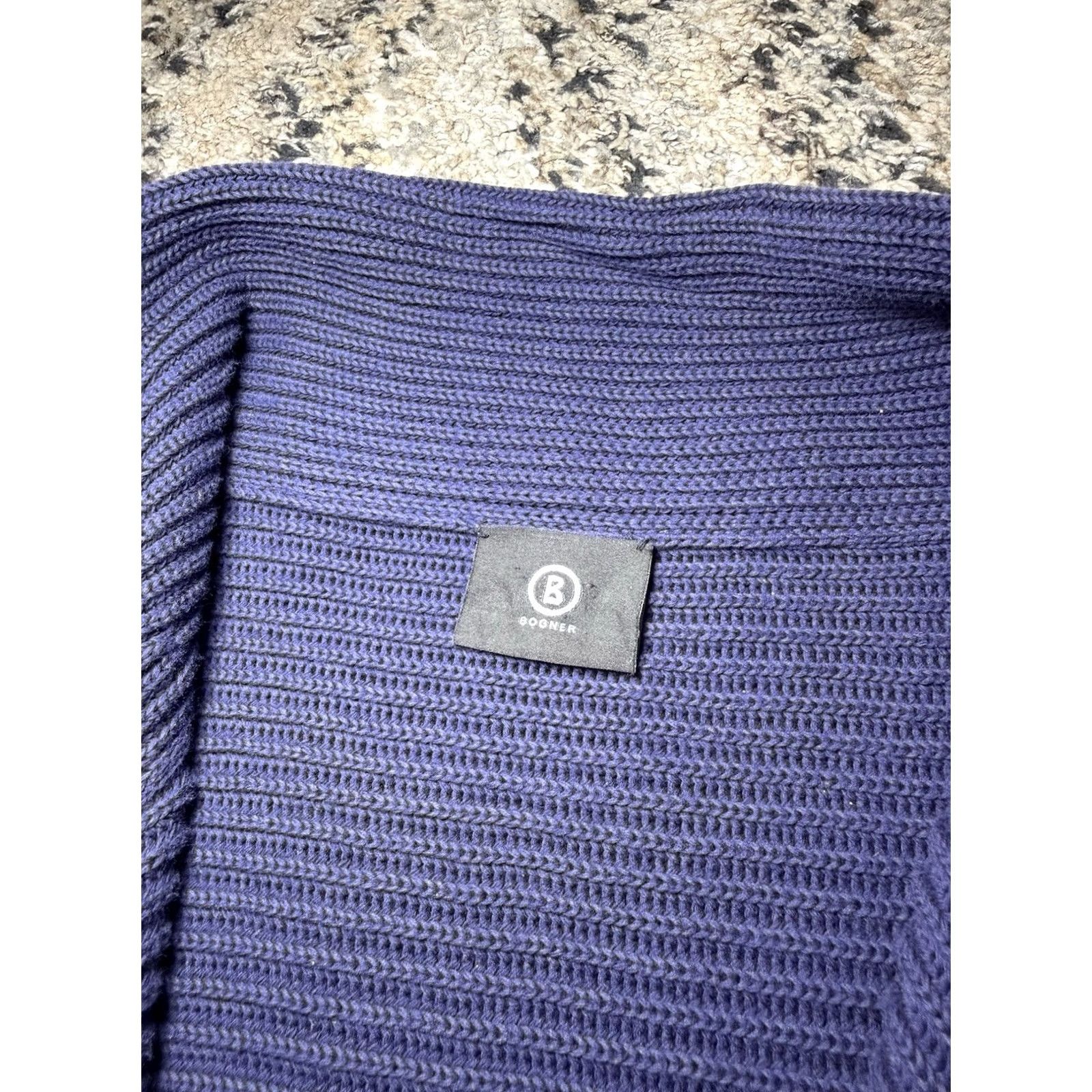 Bogner Bogner Woman’s Ribbed Knit Full Zip Thick Sweater Jacket L Navy Blue Women’s Large Navy Blue Full Zip Thick Sweater Jacket Size L / US 10 / IT 46 - 3 Thumbnail