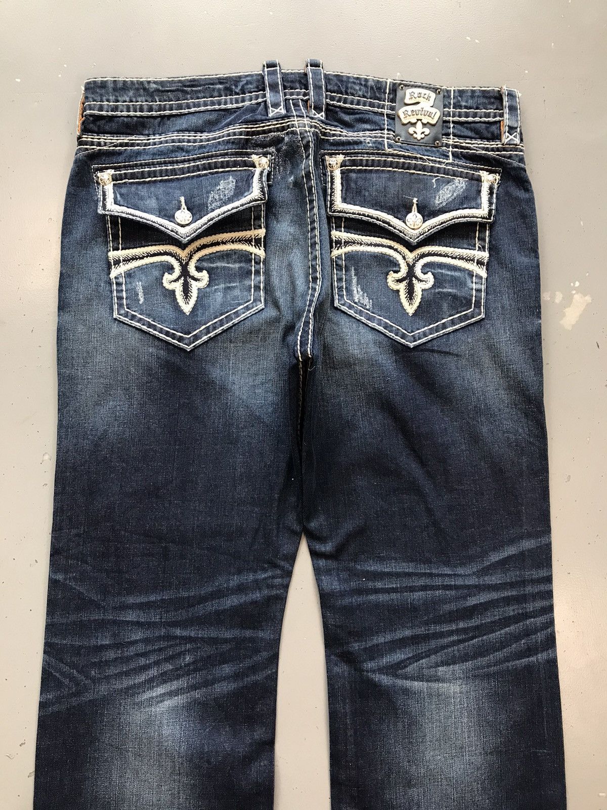 Vintage rock revival stitch embroidered denim