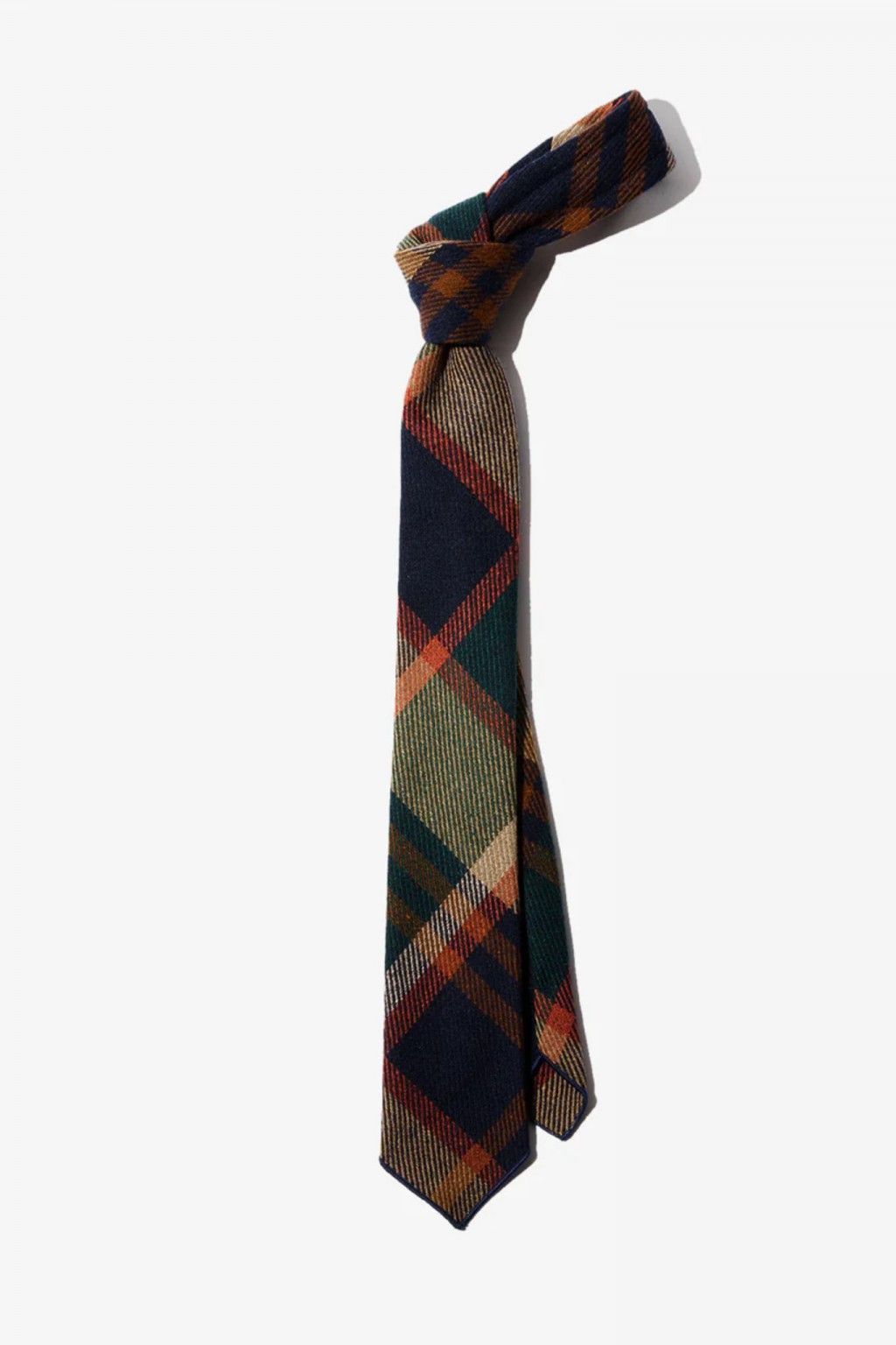 Engineered Garments Neck Tie Navy/Brown Heavy Wool Plaid Size ONE SIZE - 1 Thumbnail
