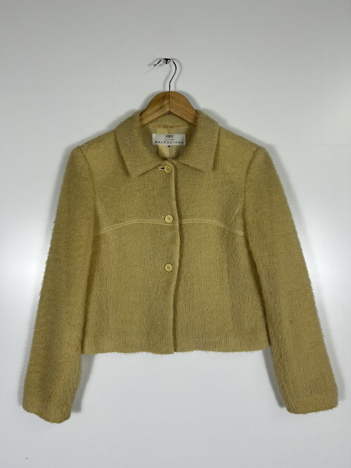 Balenciaga 🔥Vintage Luxury Balenciaga Mohair Button Cropped Jacket Size XS / US 0-2 / IT 36-38 - 1 Thumbnail