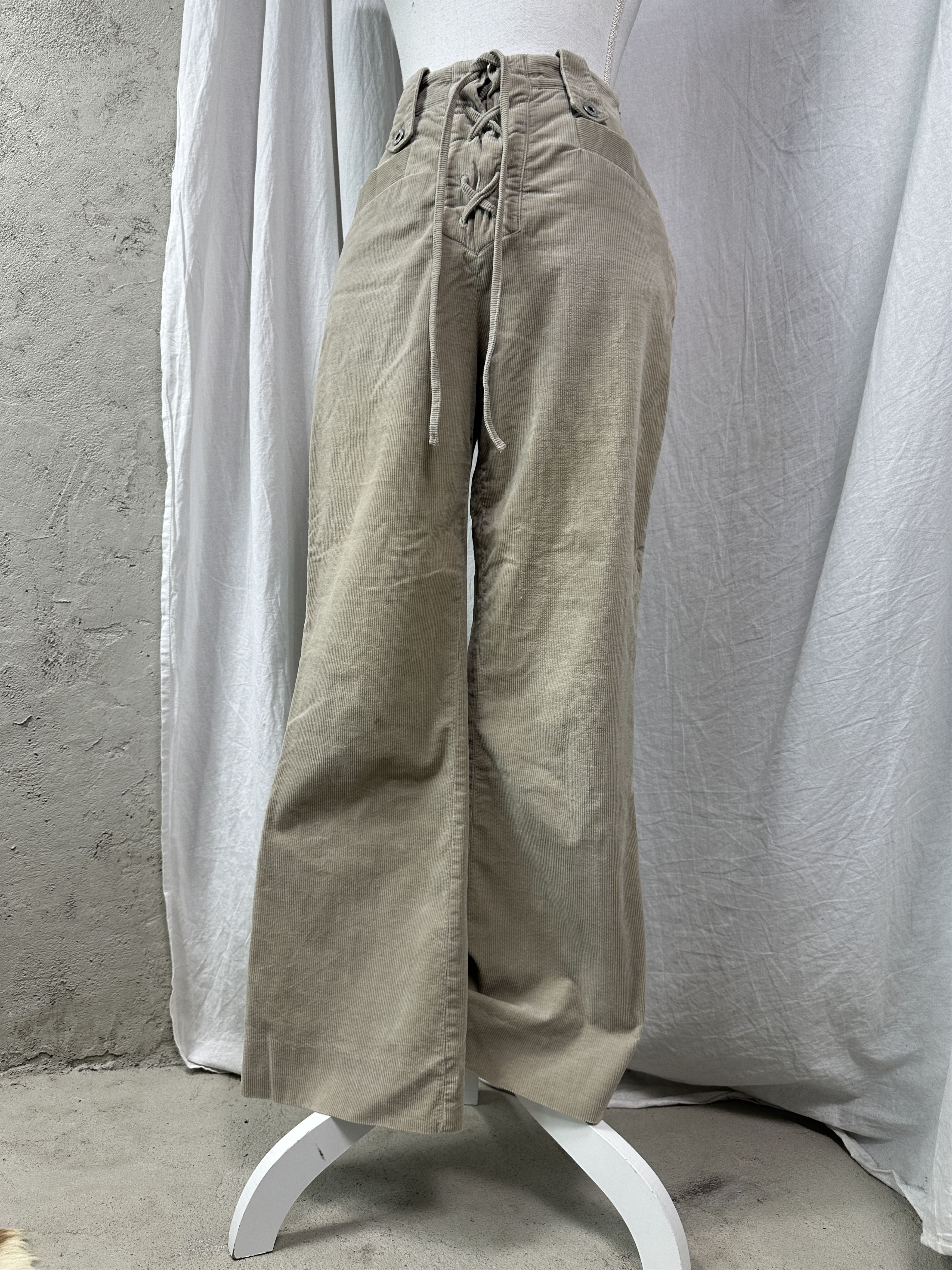 Miu Miu Vintage High Waisted Laced Corduroy Miu Miu Pants 00s Size 25" / US 0 / IT 36 - 1 Thumbnail