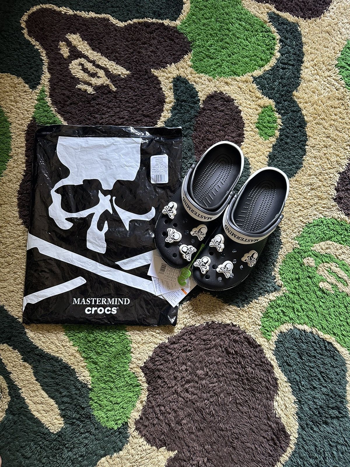 image of Crocs X Mastermind Us11 Shoes in Black/White, Men's