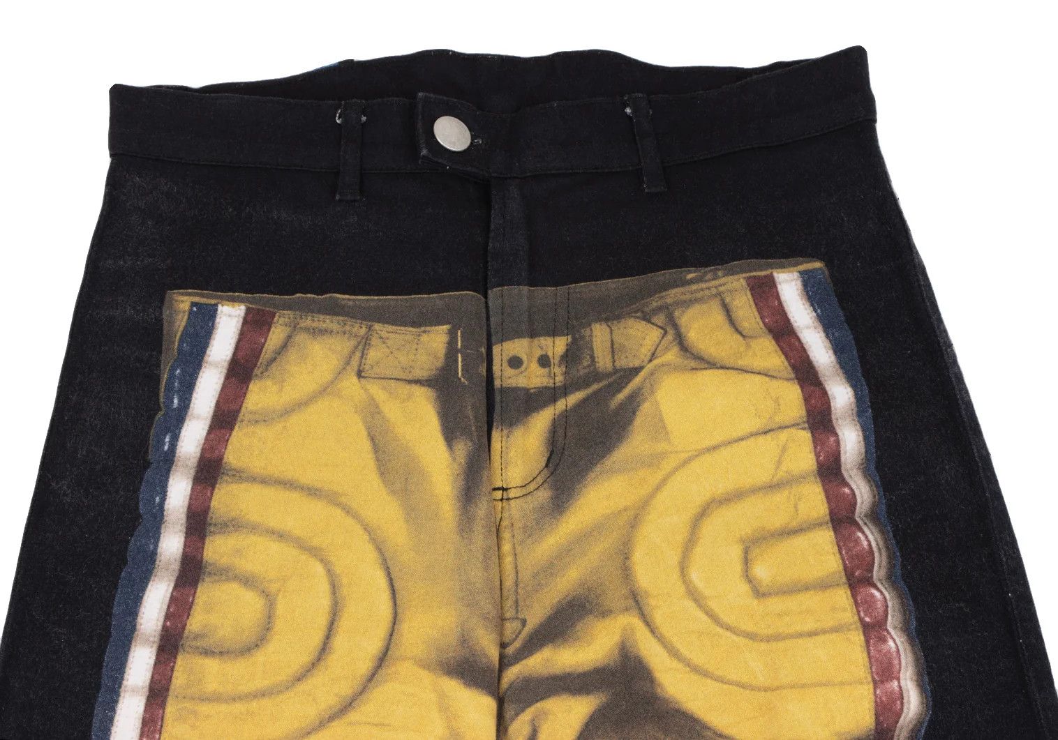 Jean Paul Gaultier Biker Pants with Transfer Design in Navy Yellow Size US 32 / EU 48 - 5 Thumbnail