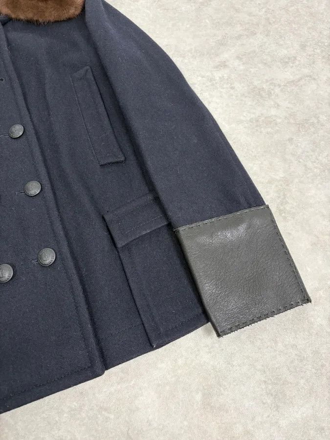 Jean Paul Gaultier 2000s Jean Paul Gaultier Navy Wool Leather Cuff Blazer Size 40R - 8 Thumbnail