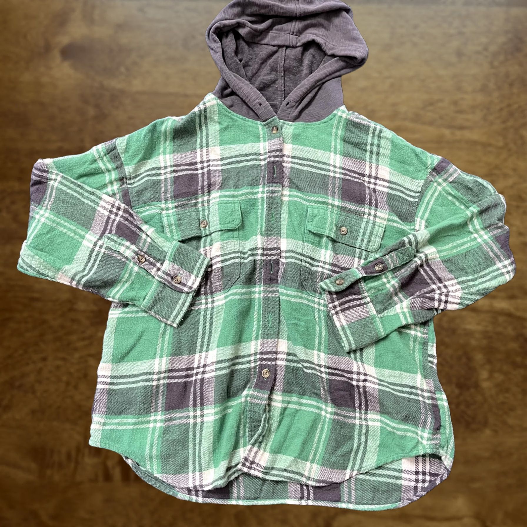 Vintage VINTAGE American Eagle Shirt Mens M Green Plaid Hooded Flannel Button Up Pockets Size US M / EU 48-50 / 2 - 1 Thumbnail