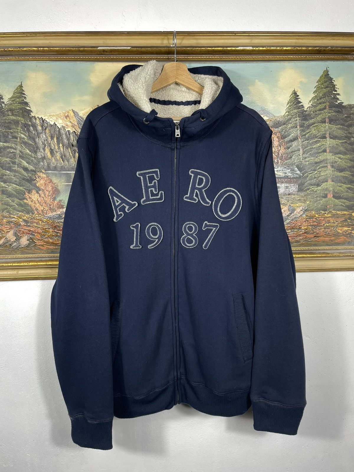 Aeropostale Grunge Cyber Goth Sherpa Lined Skater Zip Up Hoodie! Size US XL / EU 56 / 4 - 2 Thumbnail