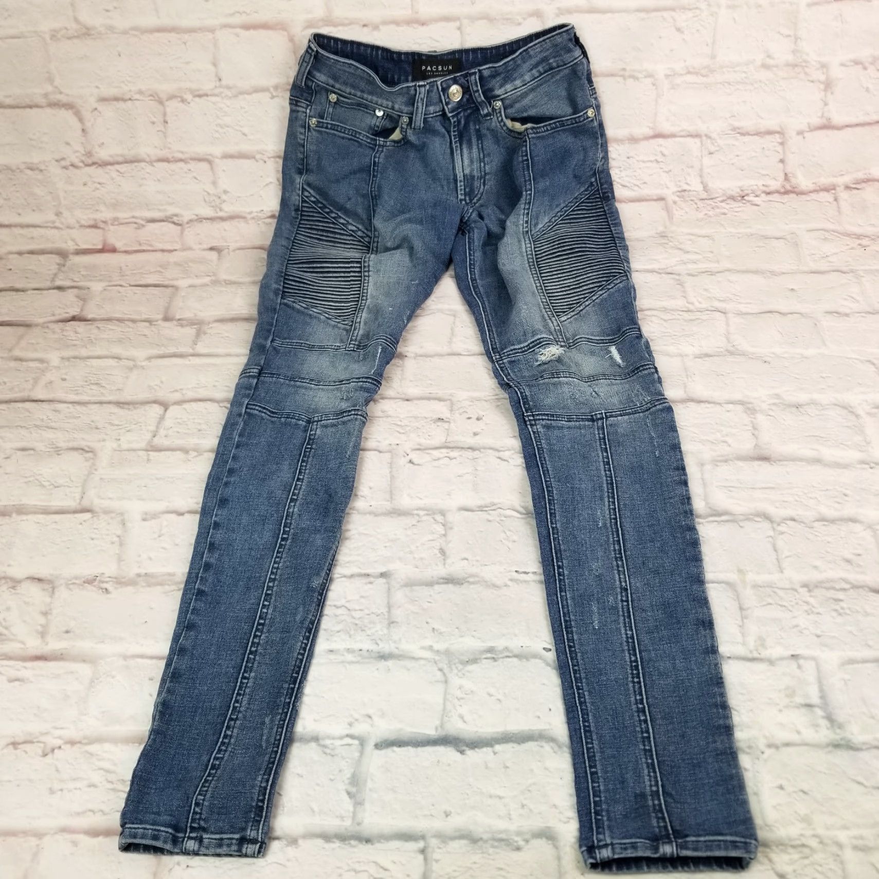 Pacsun Pacsun Mens Vertical Stretch Stacked Skinny Jeans Distressed 28 X 30 Denim Size US 28 / EU 44 - 6 Thumbnail