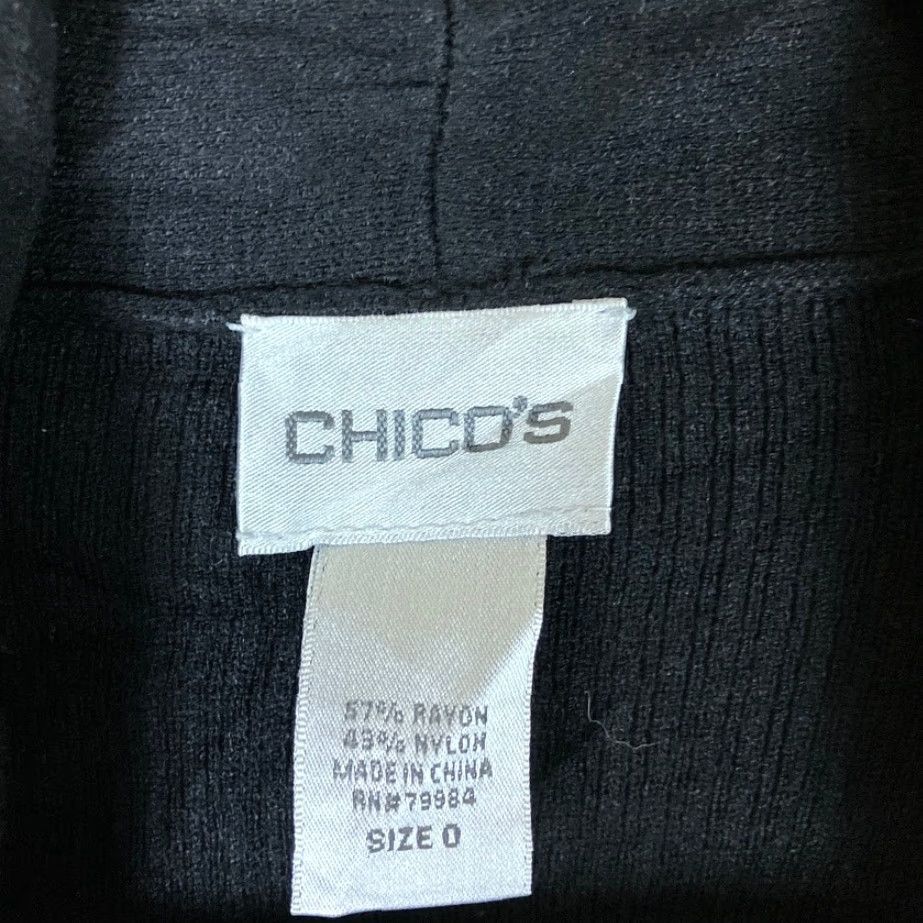 Vintage Chicos Womens Cardigan Black Ribbed Open Front Short Sleeve 0 (S) Cardigan Sweater Womens Size S Black Knit Style Tight-Knit Casual Workwear Everyday Size S / US 4 / IT 40 - 4 Thumbnail