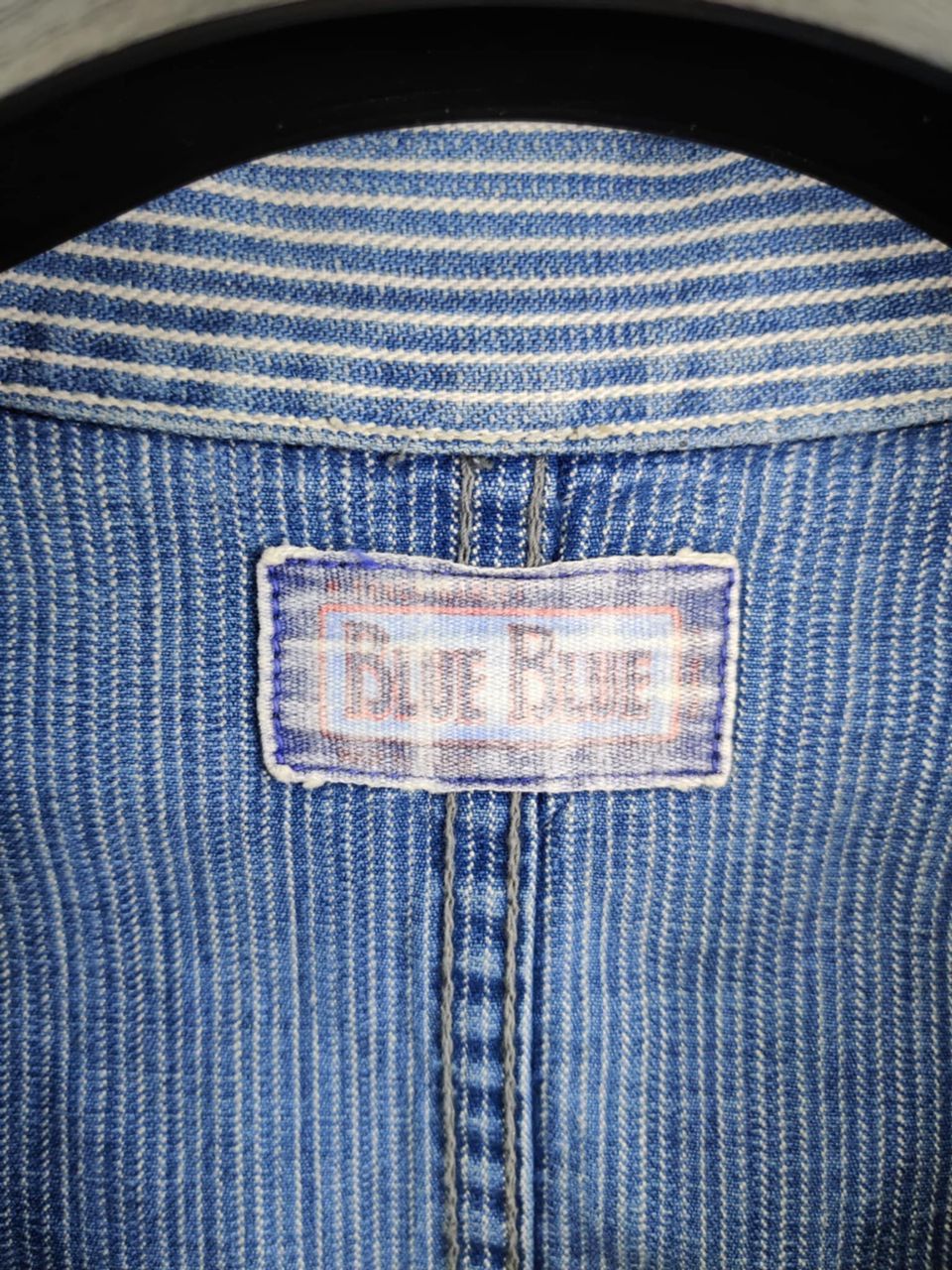 Blue Blue Japan Vintage 90s Blue Blue Japan Indigo Stripe Chore Jacket Size US L / EU 52-54 / 3 - 7 Thumbnail